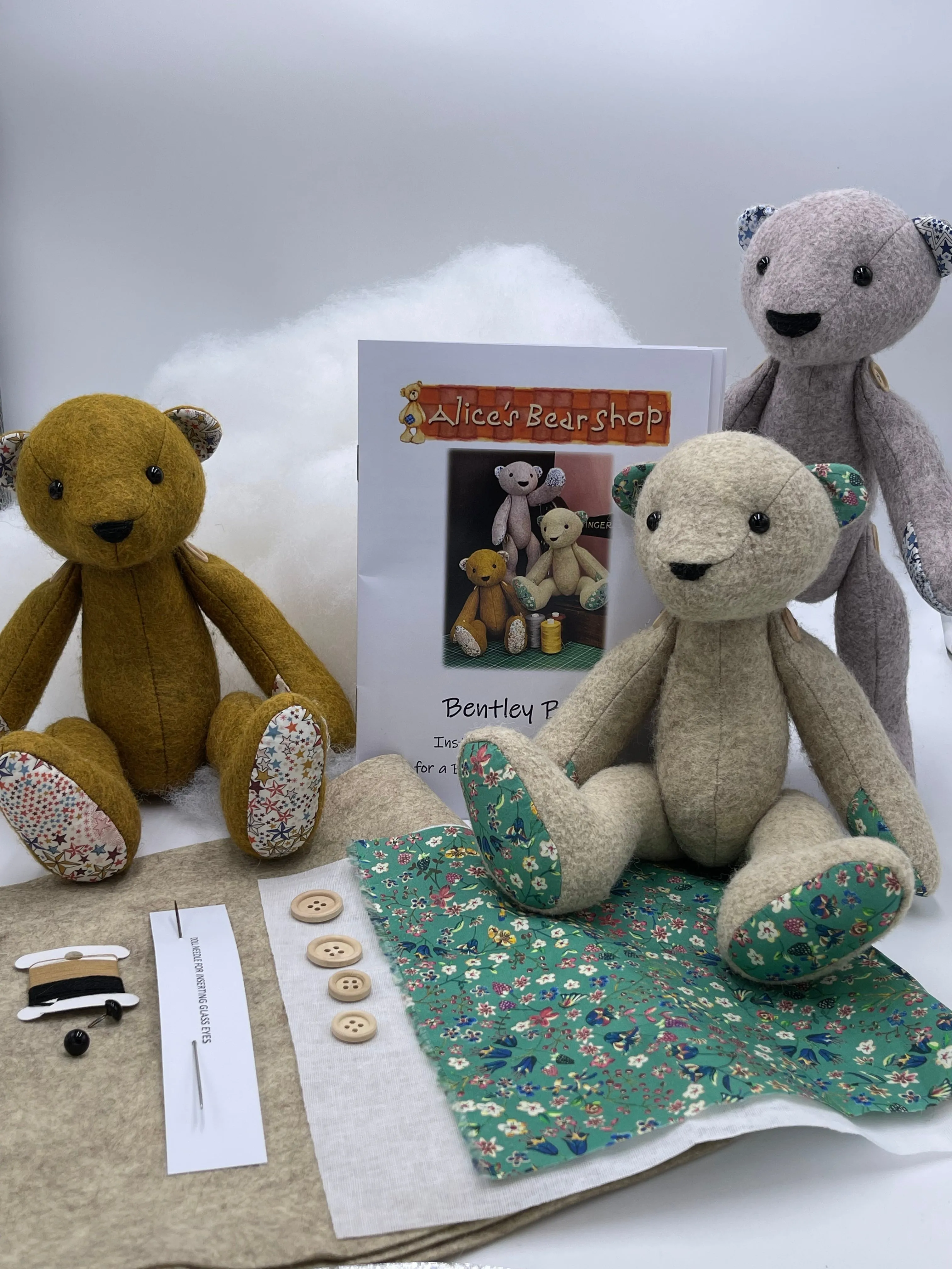 -KIT* Bentley Bear Felt Kit - Button Jointed - 3 Colour Options