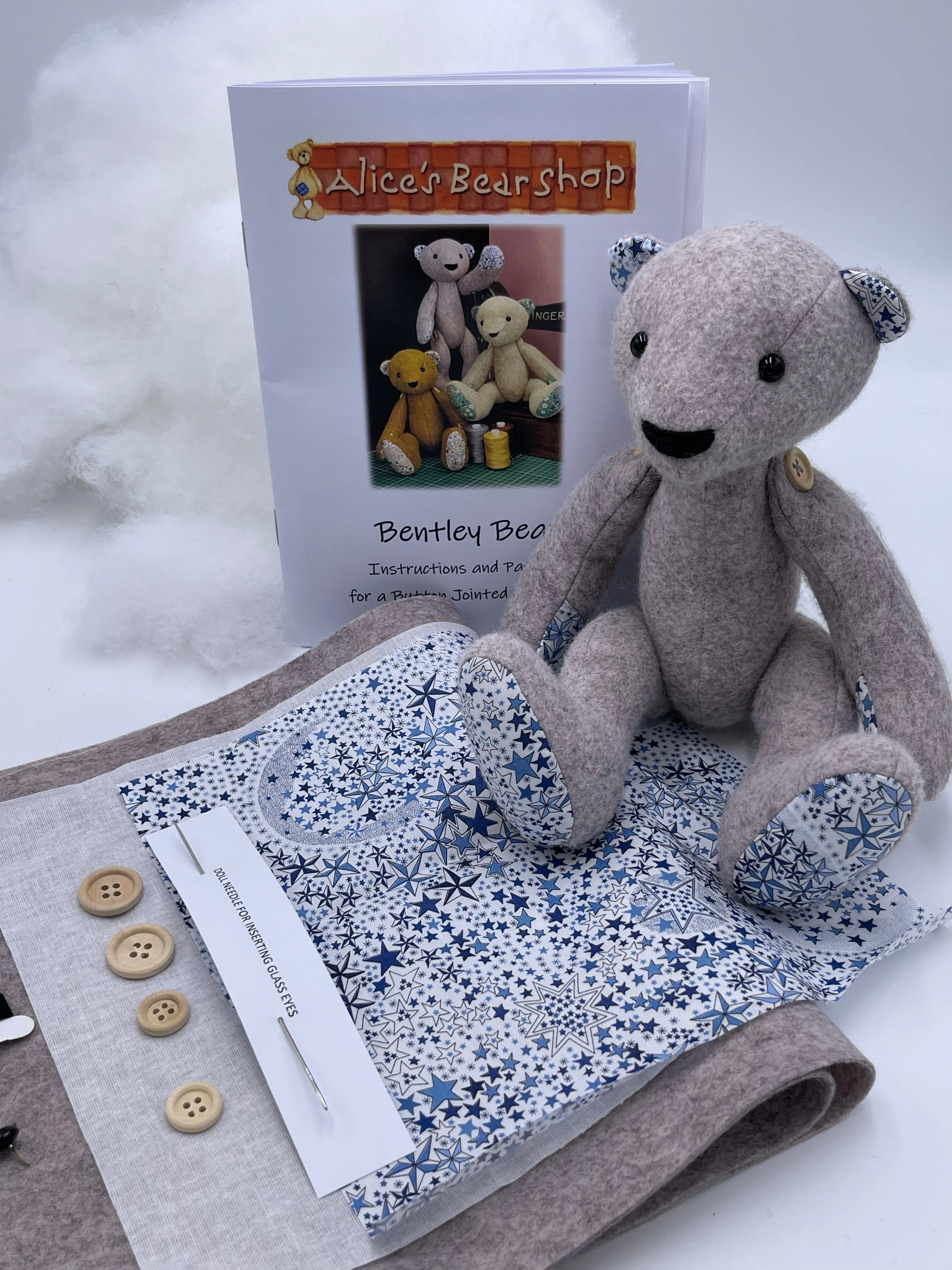 -KIT* Bentley Bear Felt Kit - Button Jointed - 3 Colour Options