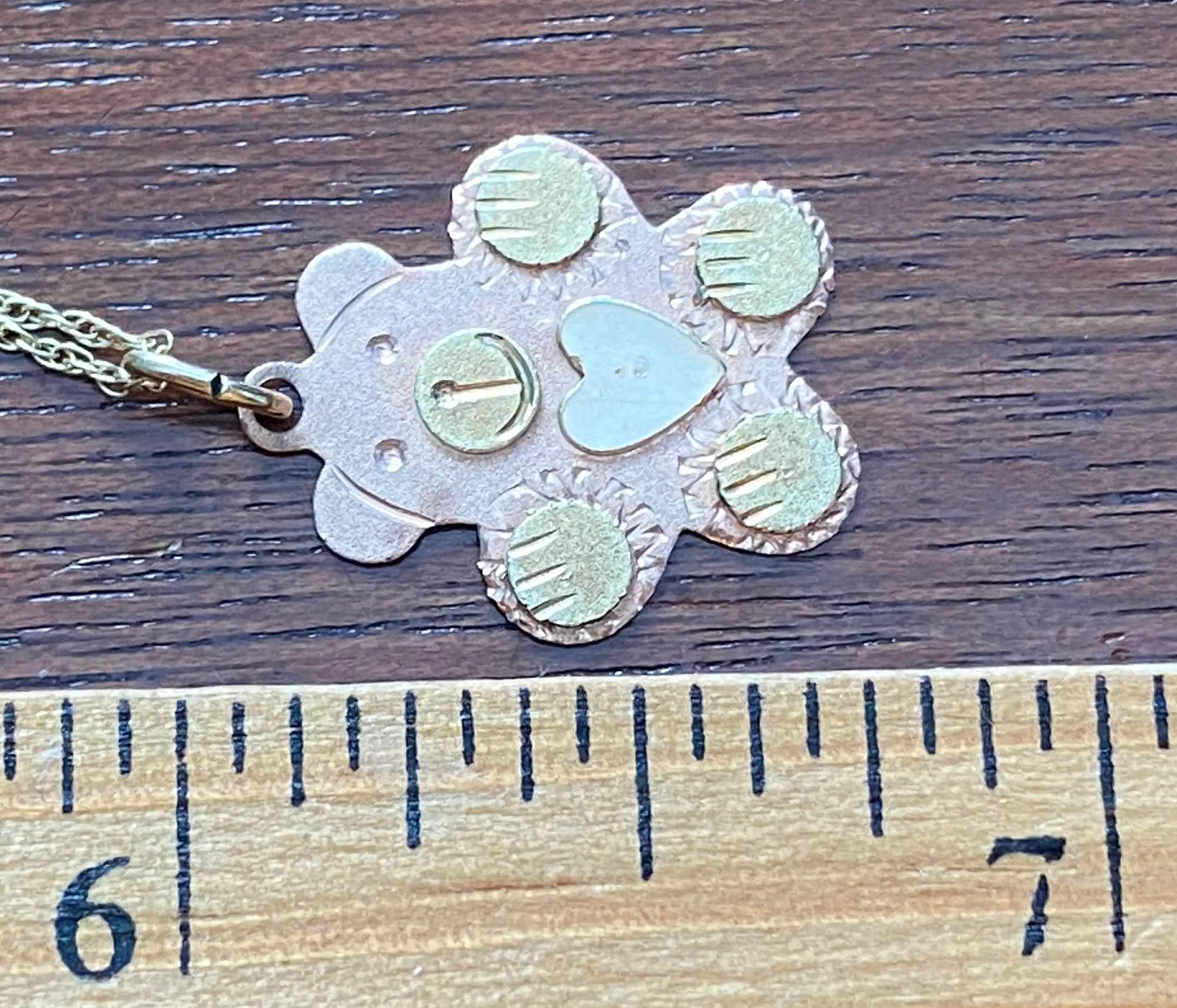 10k Rose Yellow Gold Black Hills Gold Teddy Bear Pendant Chain Necklace