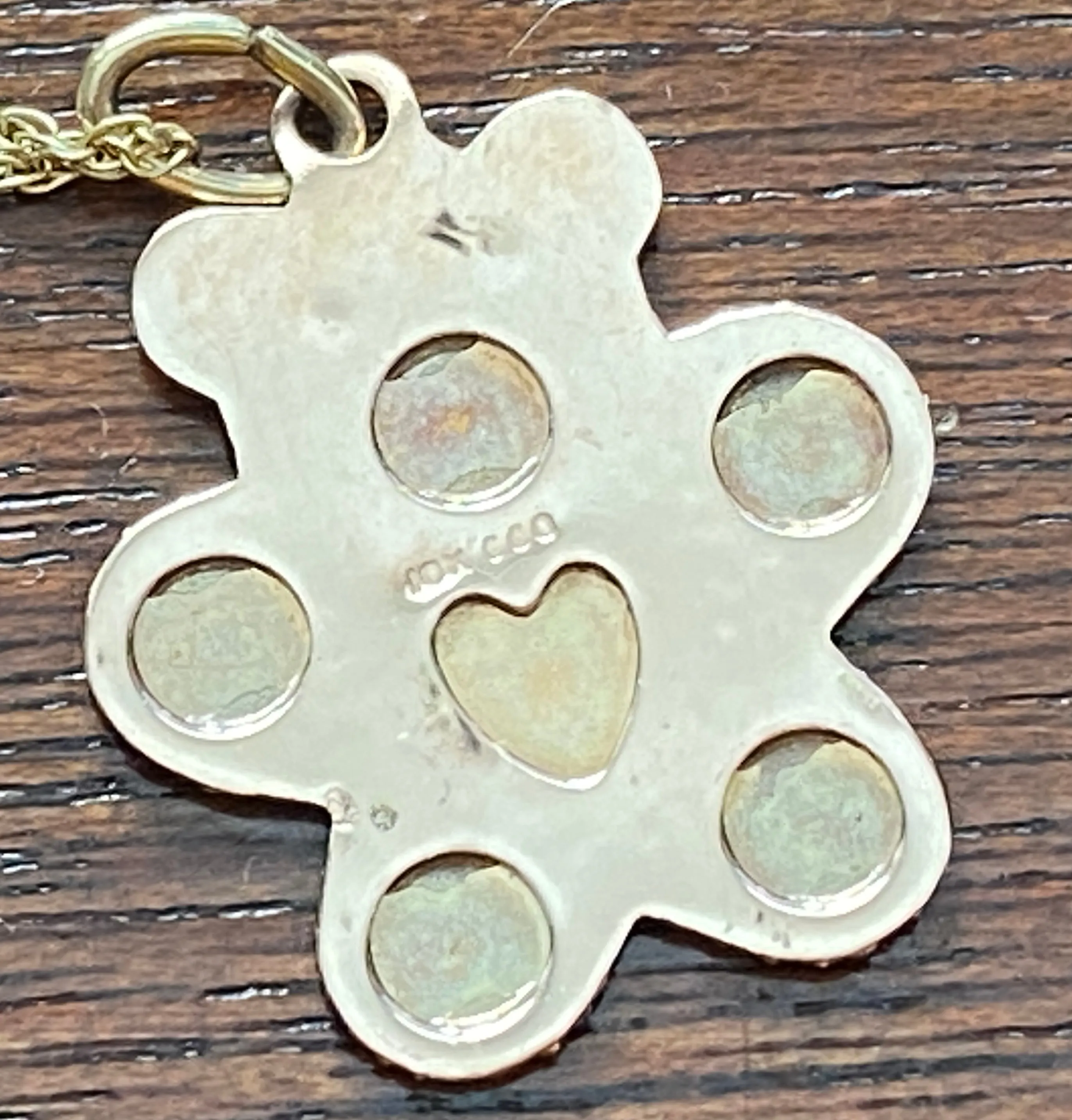 10k Rose Yellow Gold Black Hills Gold Teddy Bear Pendant Chain Necklace