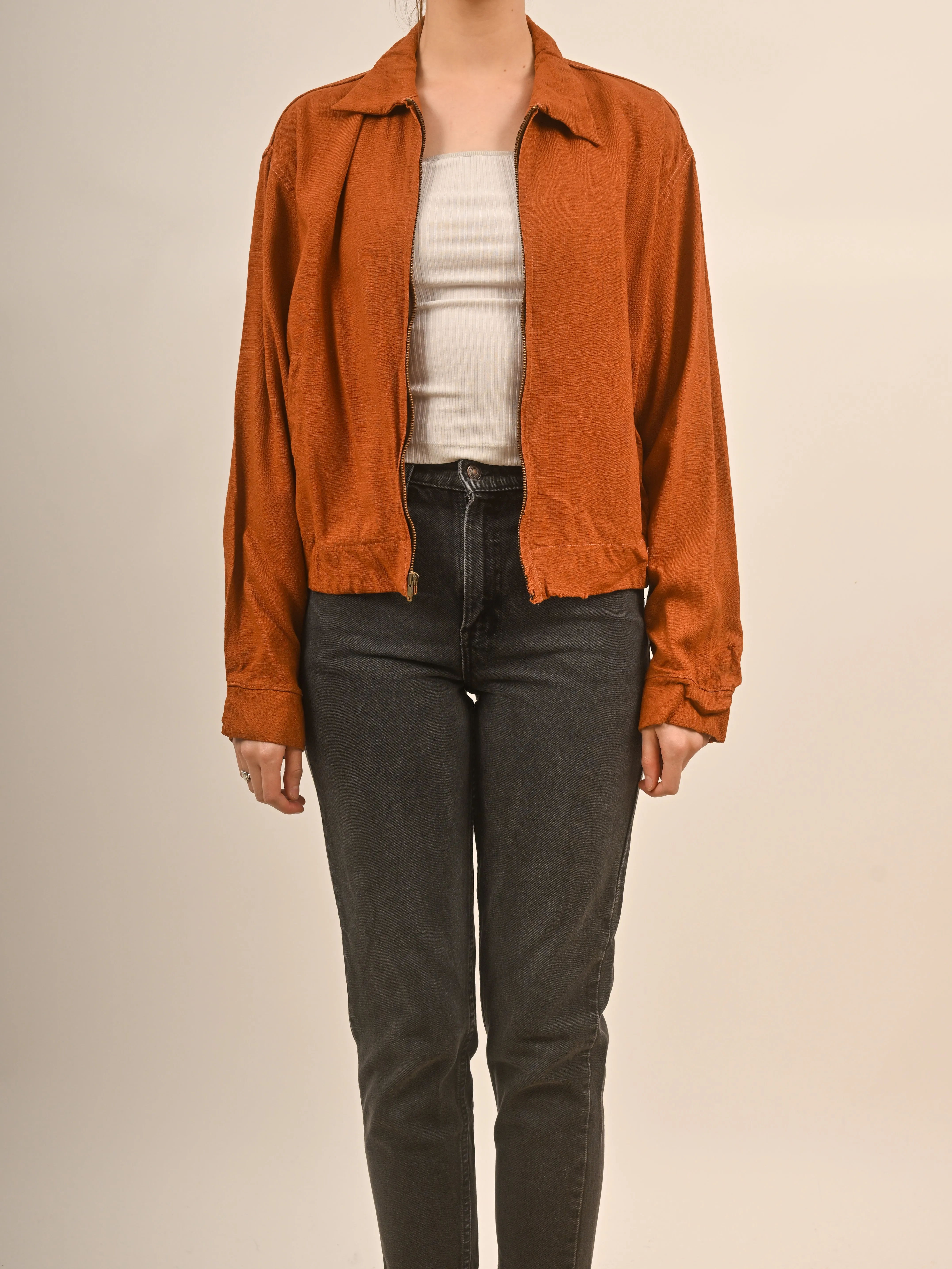 1940s Rusty Coloured Lightweight Frontzip Fall Jacket ASIS