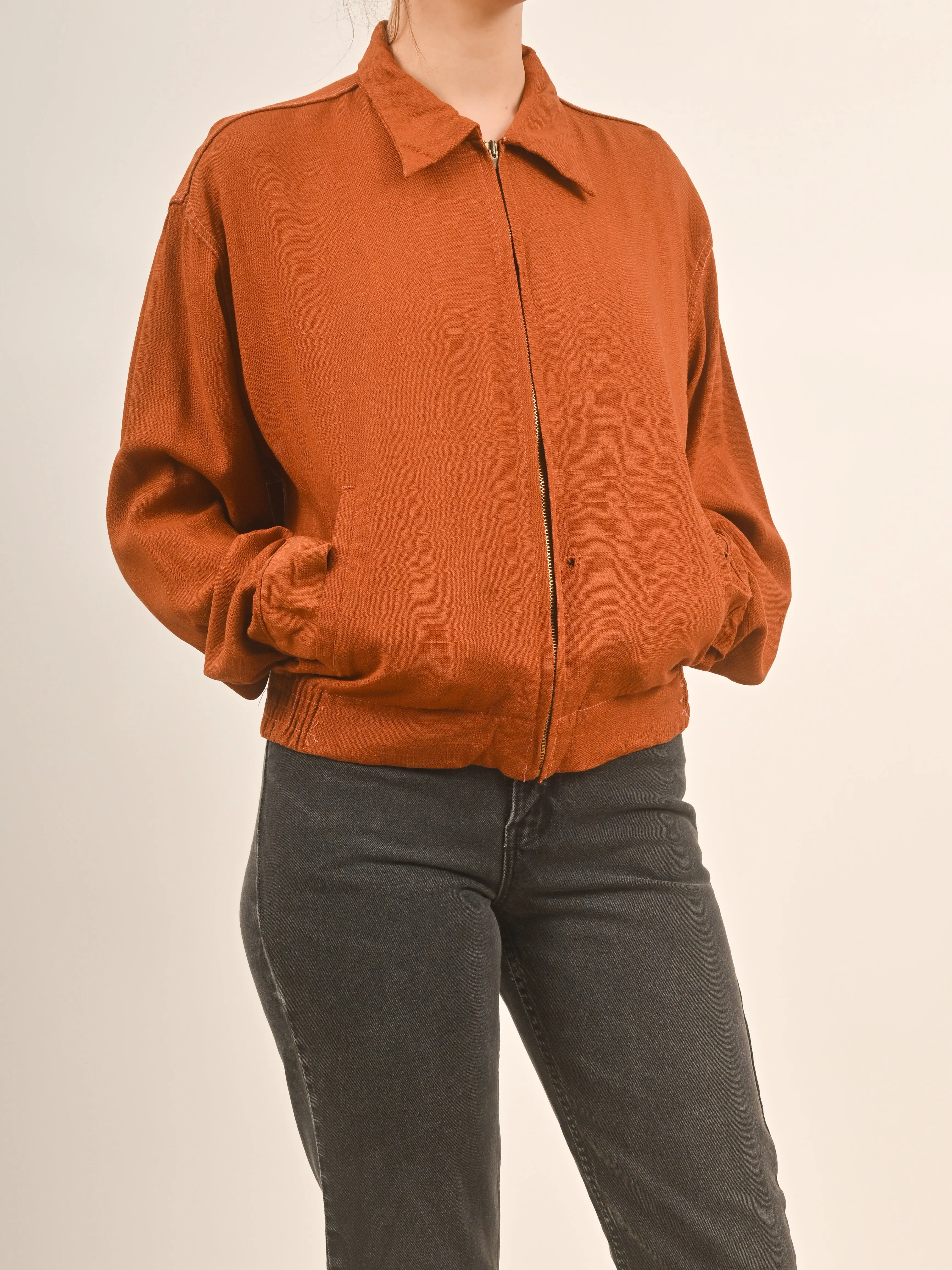 1940s Rusty Coloured Lightweight Frontzip Fall Jacket ASIS