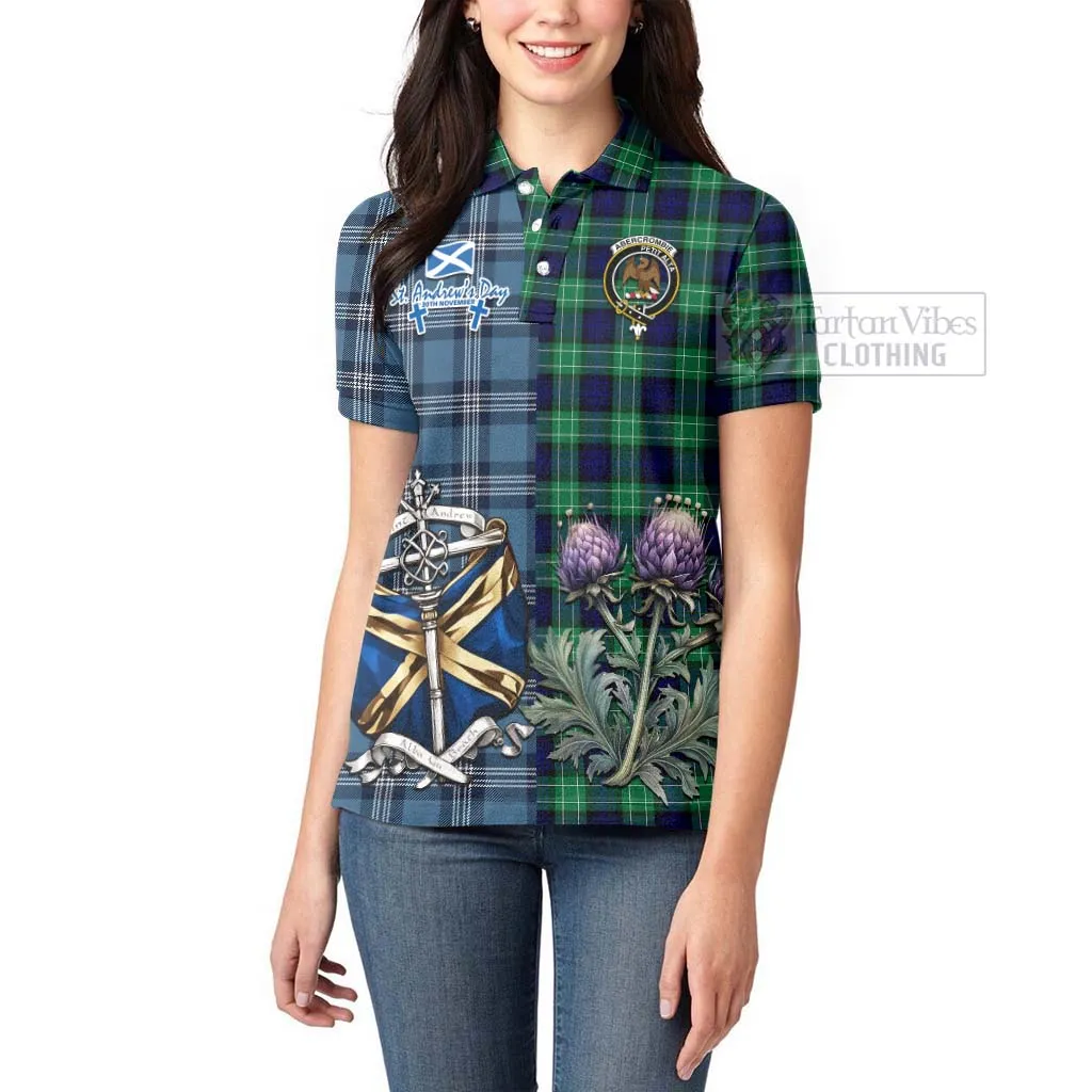 Abercrombie Tartan Women's Polo Shirt Happy St. Andrew's Day Half Tartan Style