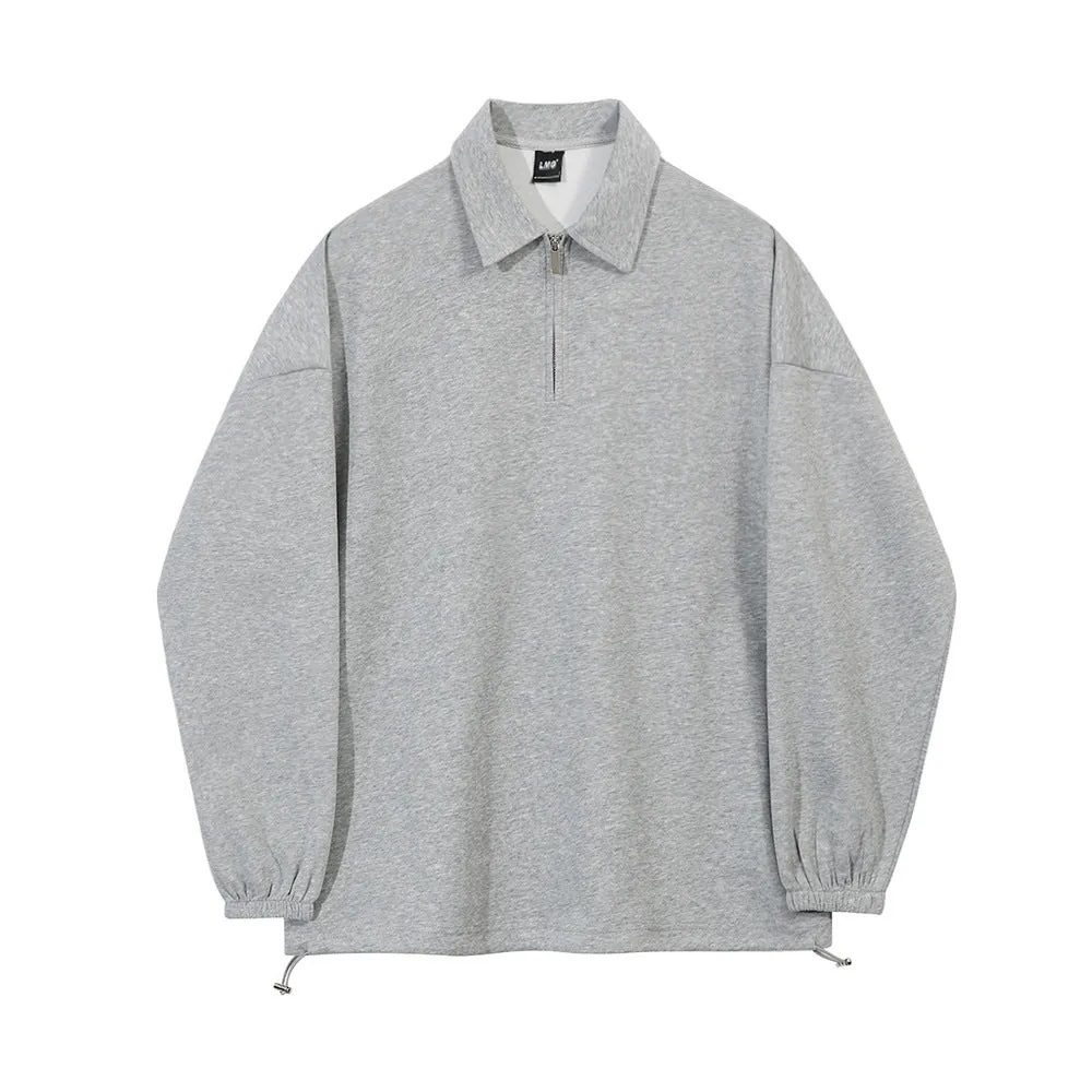 Advbridge mens fall fashion Men's Spring and Autumn New Solid Color Sweater Pullover Lapel Versatile Long Sleeve Coat Trendy Korean Style Top