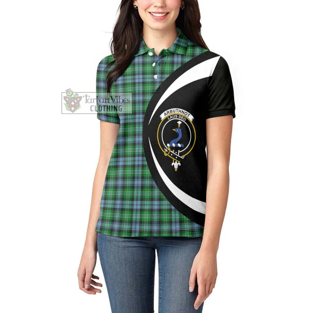 Arbuthnot Ancient Tartan Women's Polo Shirt with Family Crest Circle Style