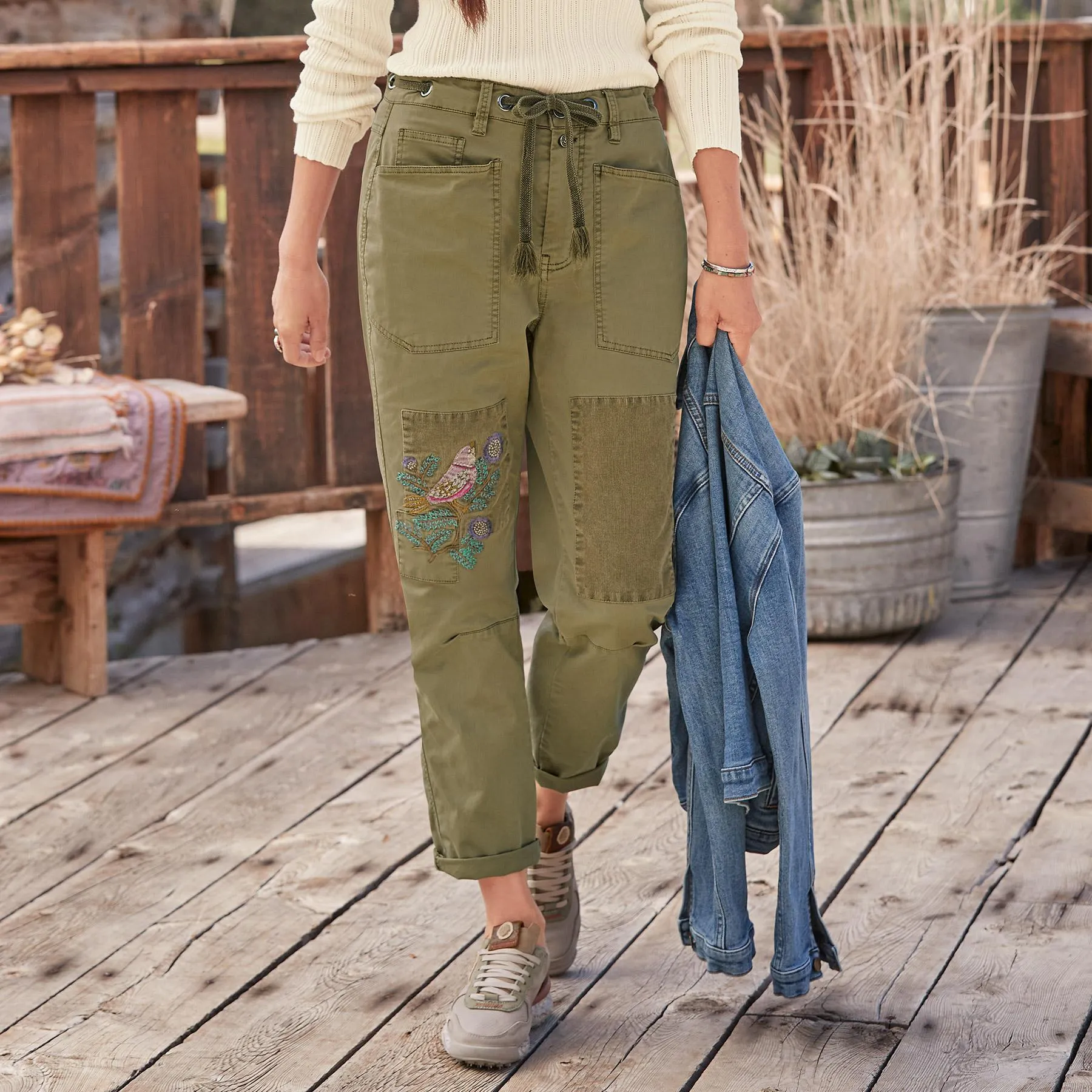 Ariel Embroidered Pants, Petite