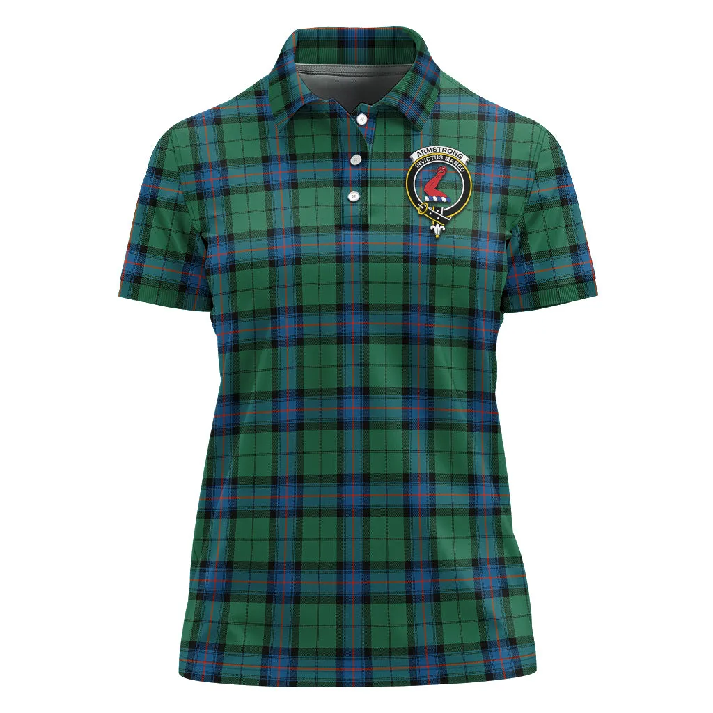 Armstrong Ancient Tartan Polo Shirt with Family Crest For Women