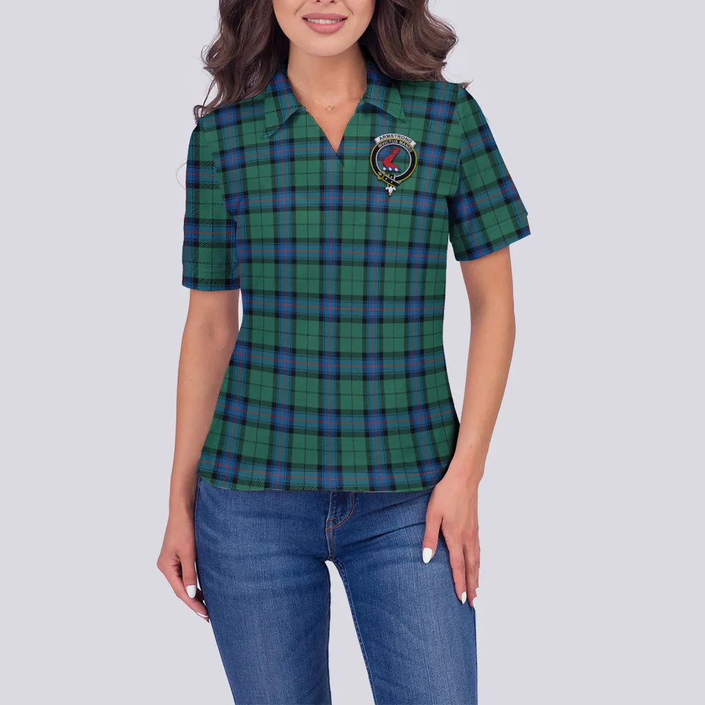 Armstrong Ancient Tartan Polo Shirt with Family Crest For Women