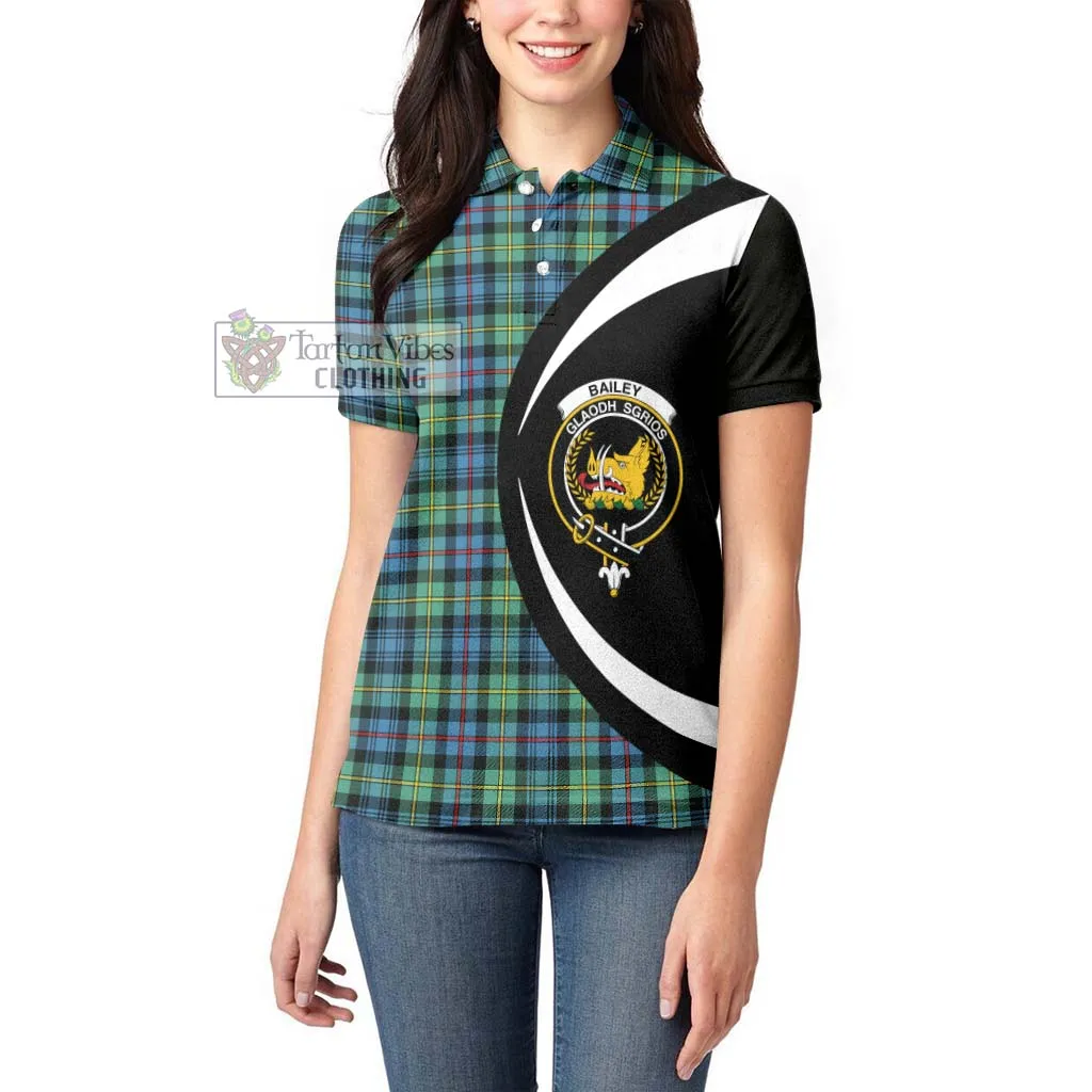 Bailey Ancient Tartan Women's Polo Shirt with Family Crest Circle Style