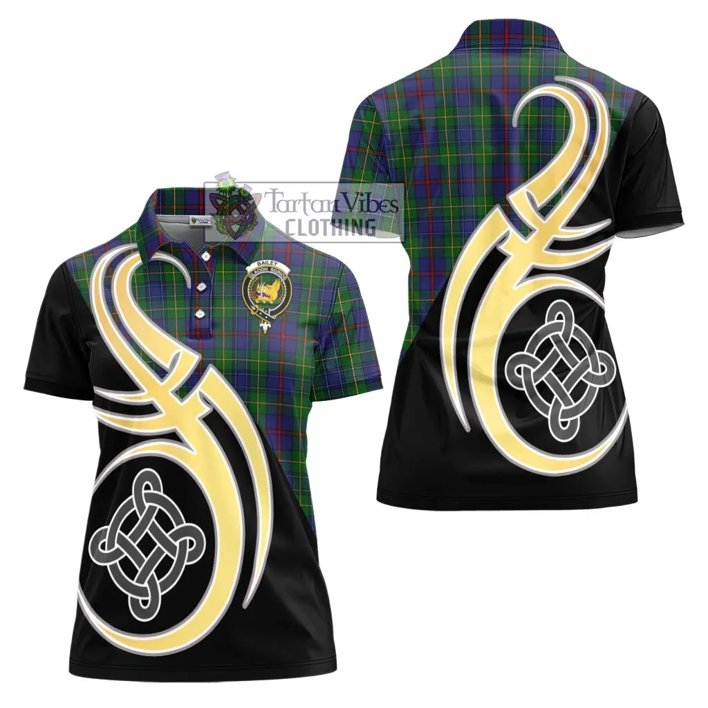 Bailey Tartan Women's Polo Shirt with Family Crest and Celtic Symbol Style