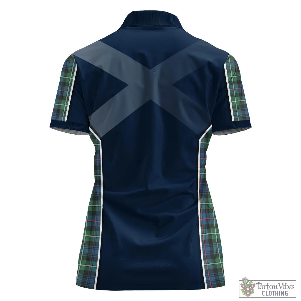 Baillie Ancient Tartan Women's Polo Shirt with Family Crest and Scottish Thistle Vibes Sport Style