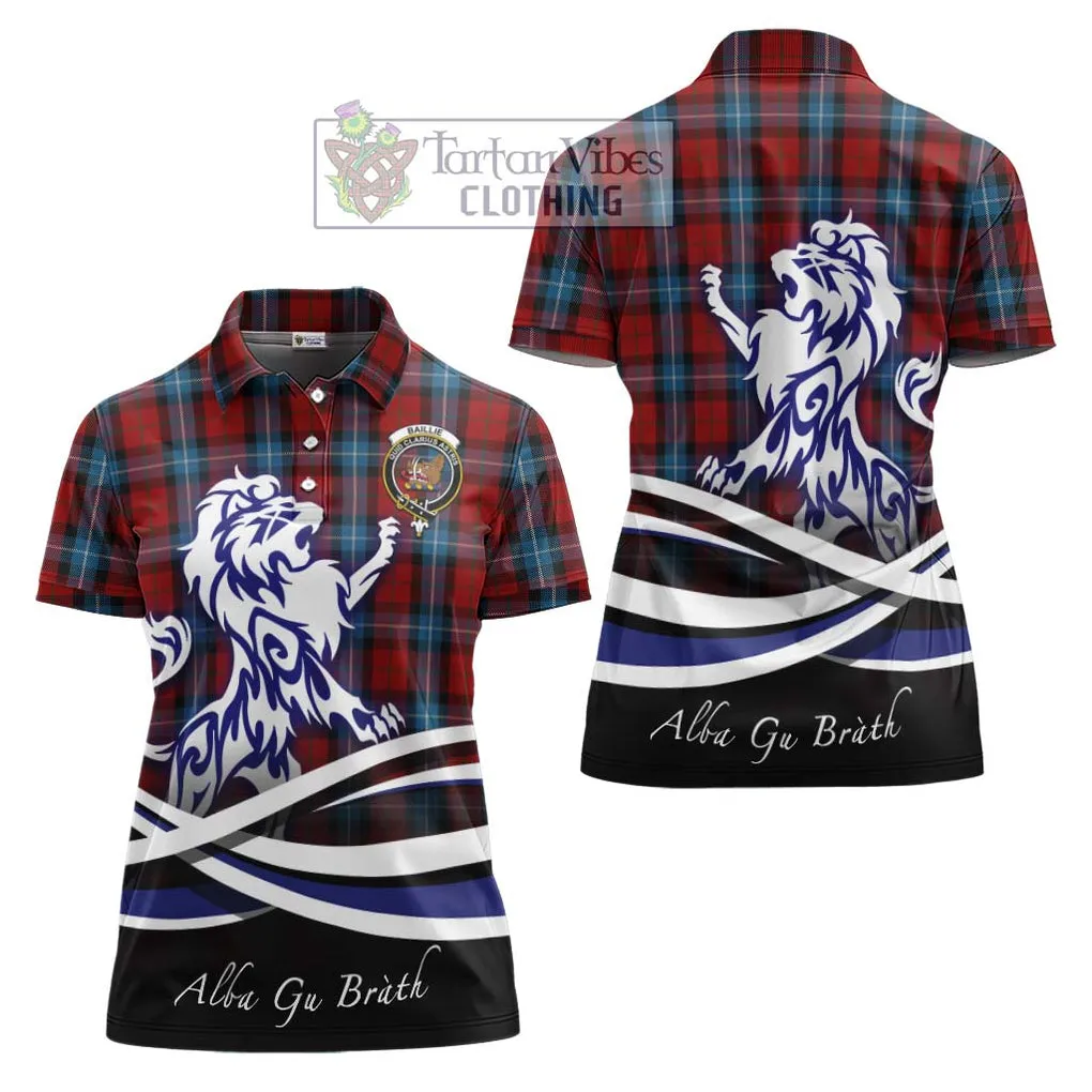 Baillie of Polkemmet Red Tartan Women's Polo Shirt with Alba Gu Brath Regal Lion Emblem