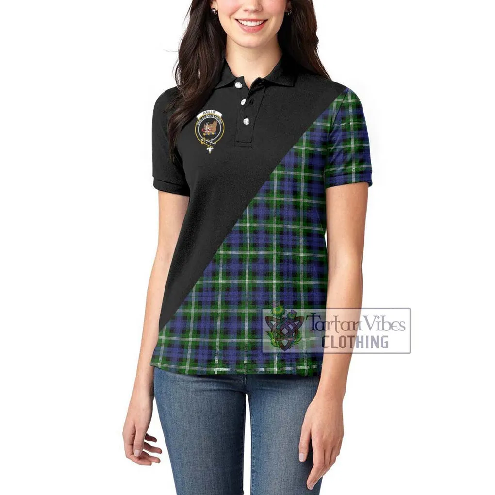 Baillie of Polkemmet Tartan Women's Polo Shirt with Family Crest and Military Logo Style