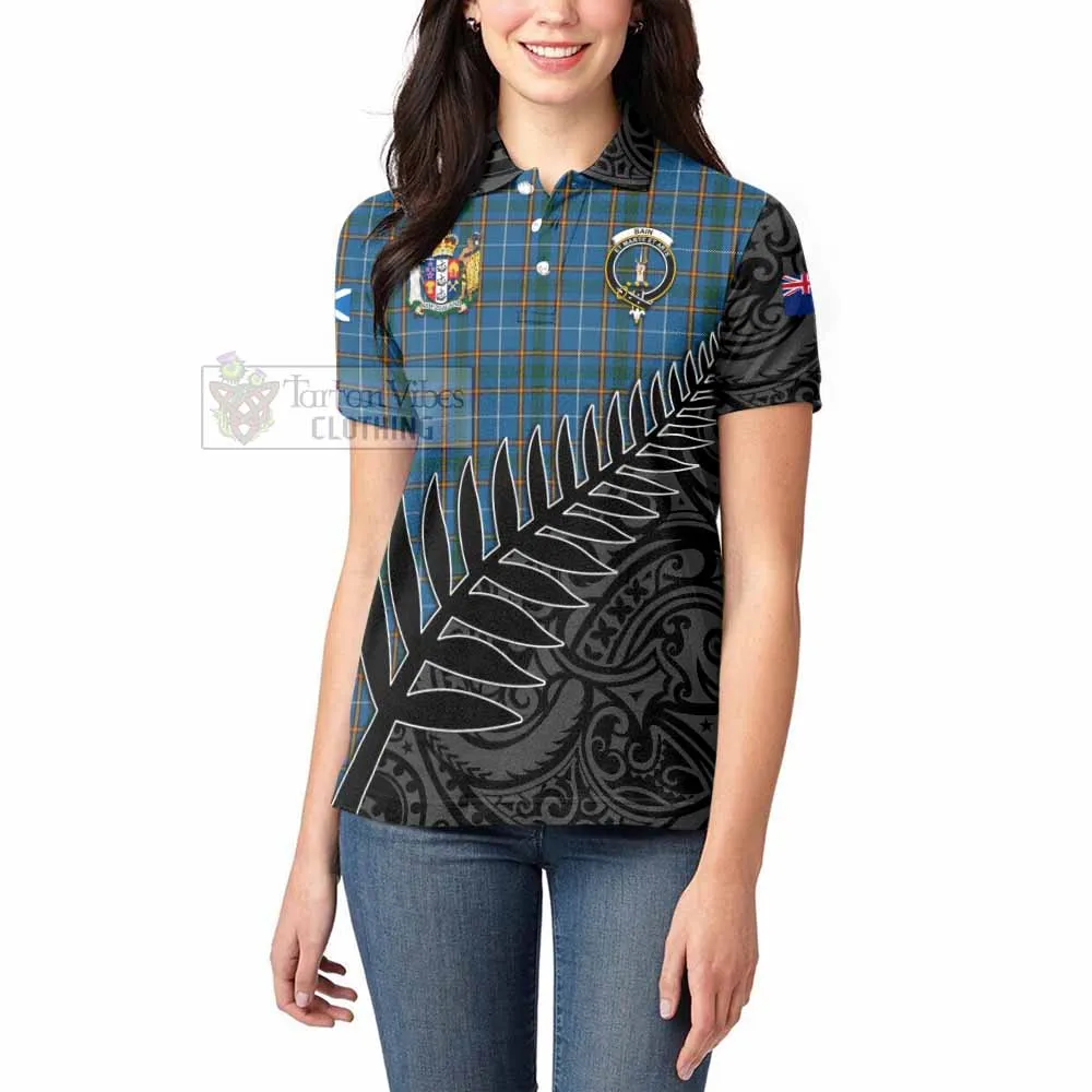 Bain Crest Tartan Women's Polo Shirt with New Zealand Silver Fern Half Style