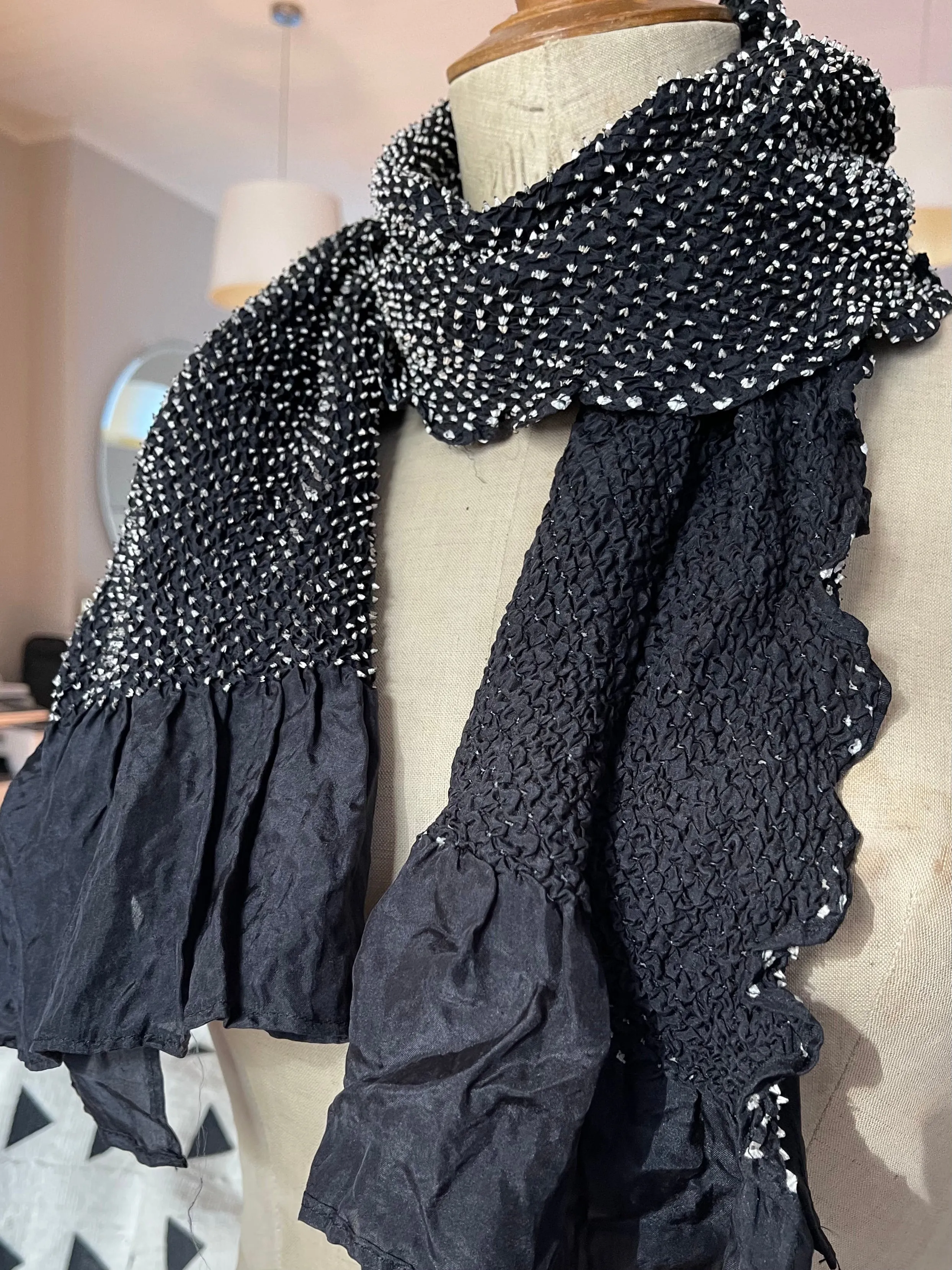 Bandhani Thousand Dot Silk Scarf - Night