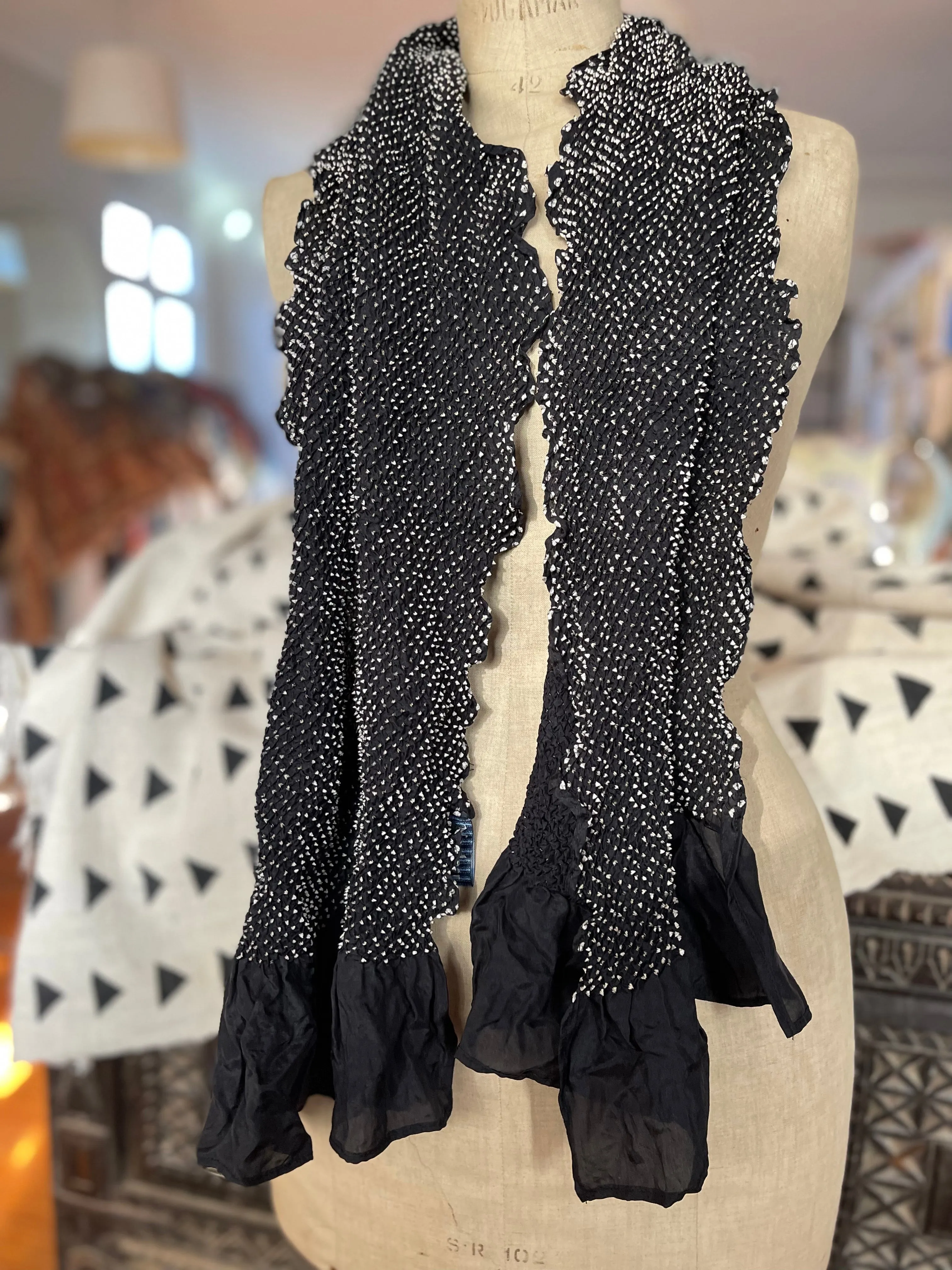 Bandhani Thousand Dot Silk Scarf - Night