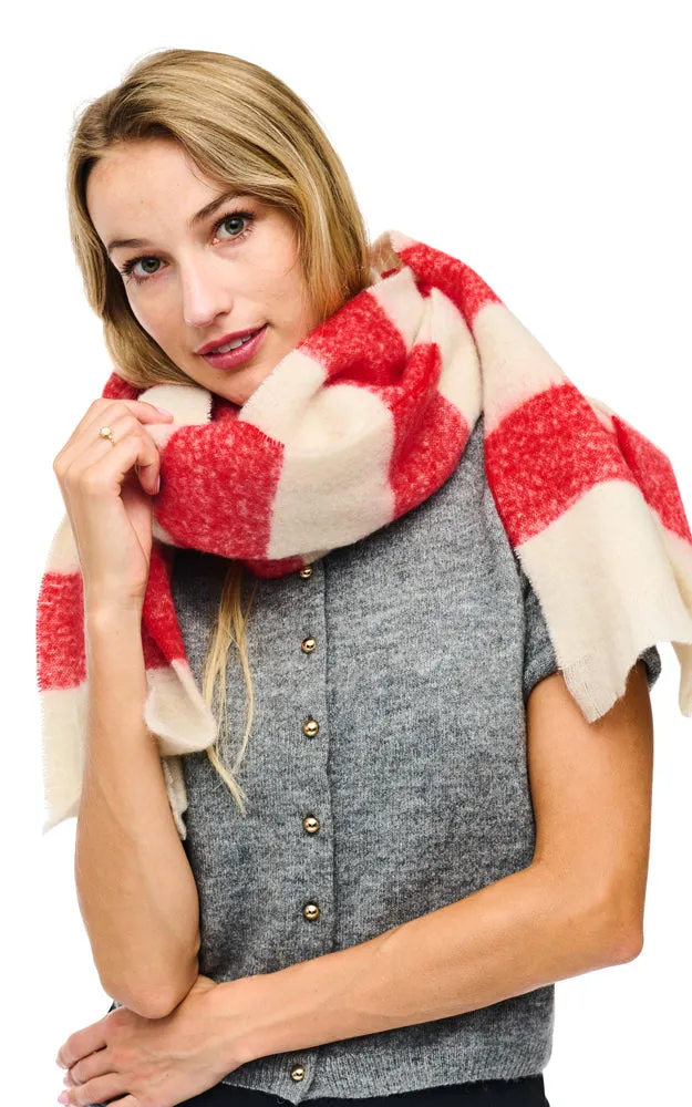 BASC3524 STRIPE PATTERN SOFT OBLONG SCARF