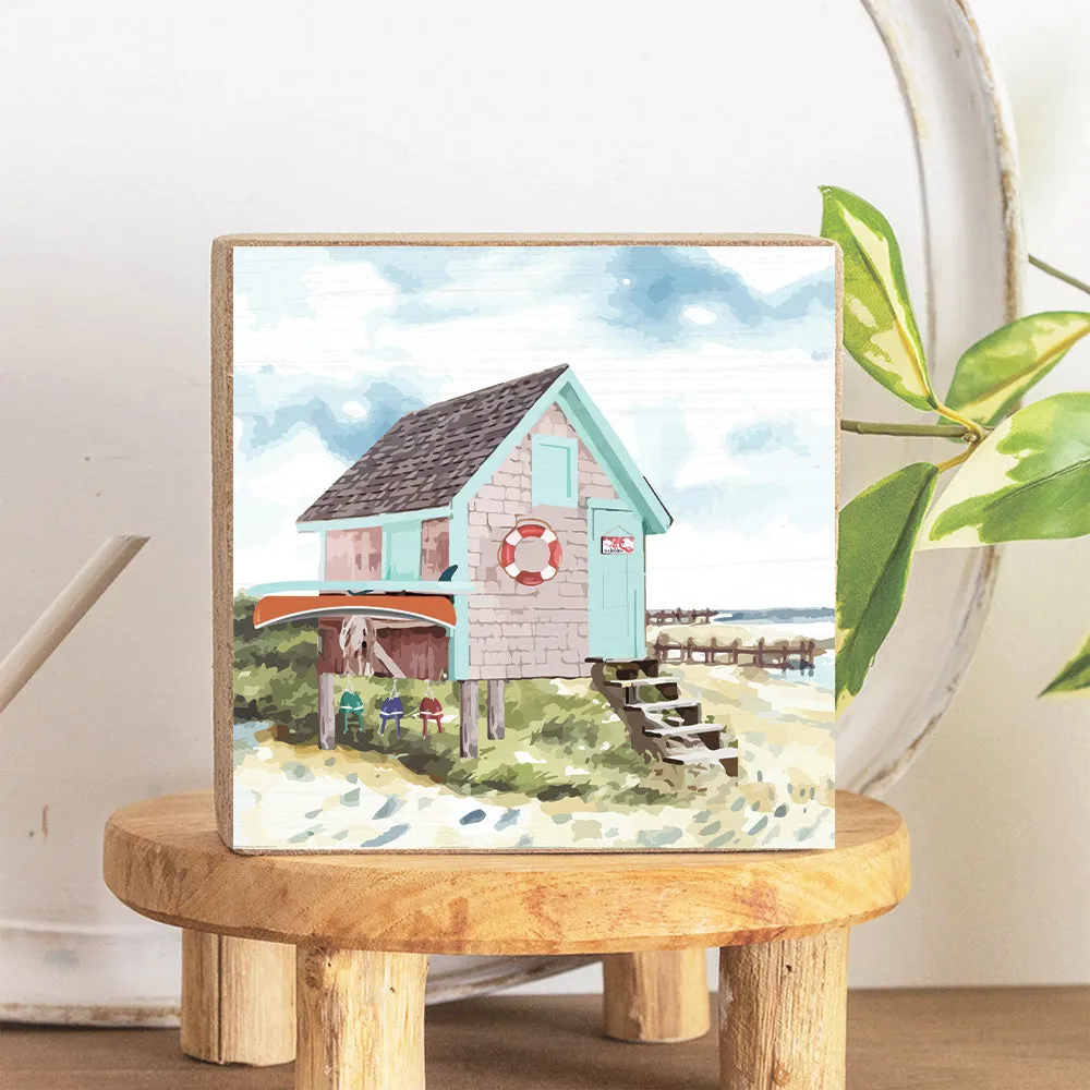 Beach Cottage Decorative Wooden Block