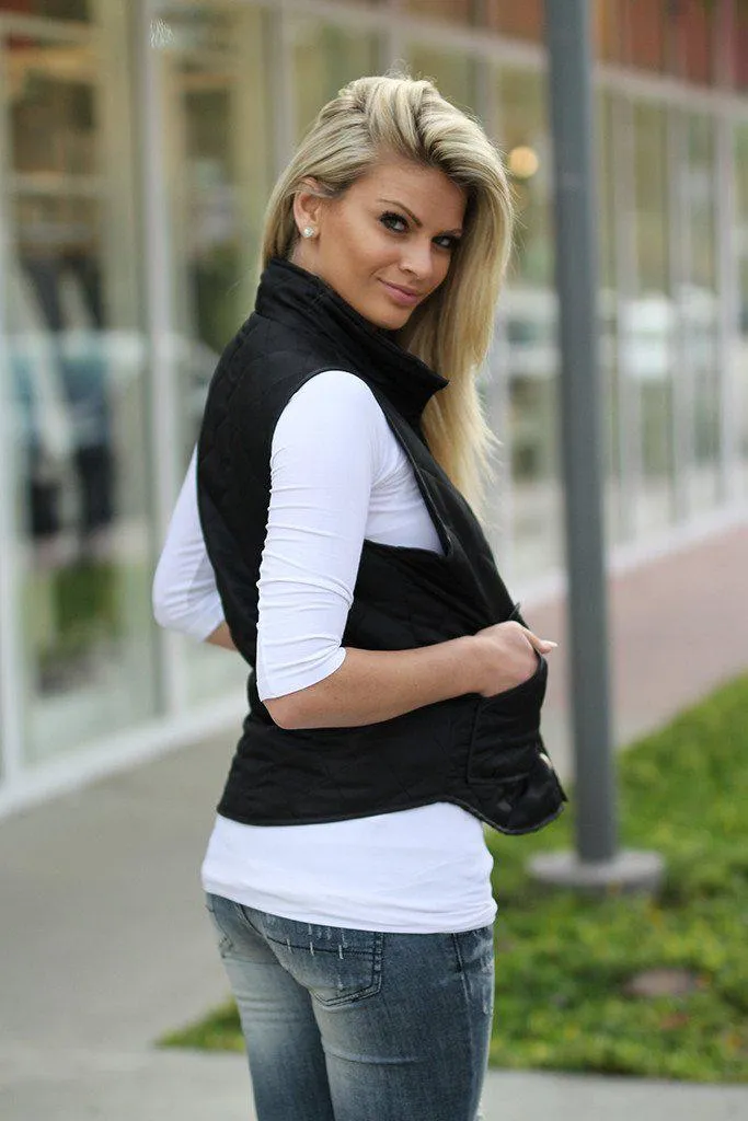 Black Padded Vest with Pockets