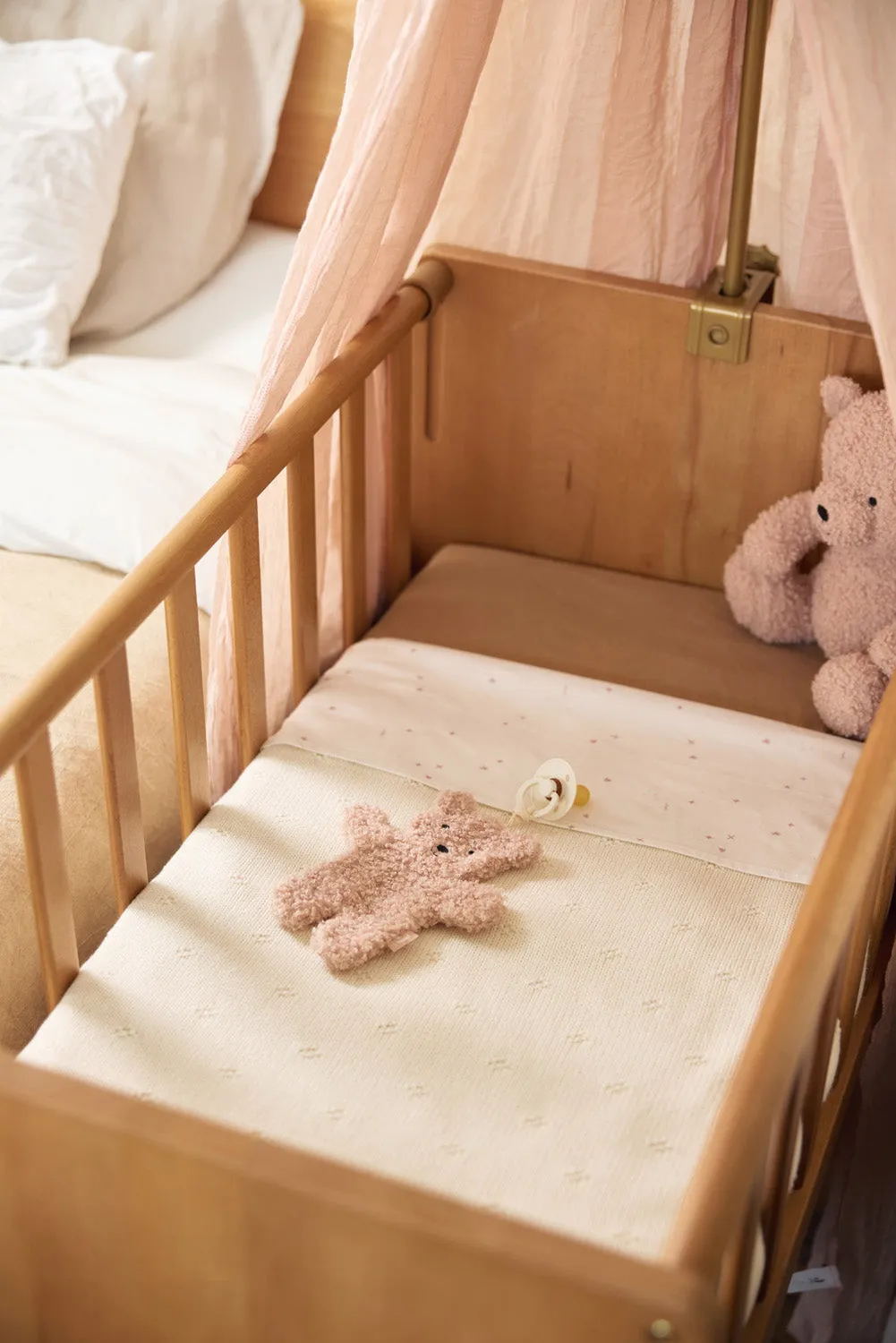 Blanket Cot 100x150cm Cosy Knit - Ivory/Velvet