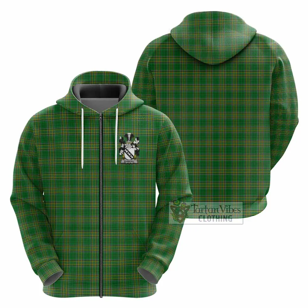 Bunbury Irish Clan Tartan Hoodie with Coat of Arms