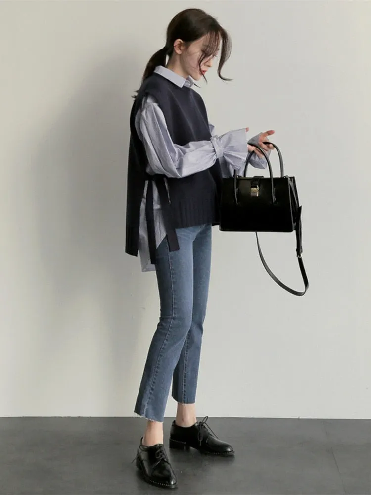 ChicMy-Fall Outfits  New Loose Sleeveless Sweater Spring Autumn Women Vest Sweaters Knitting Vest Joker Knitted Vest Wool Oversize Girls Pullover