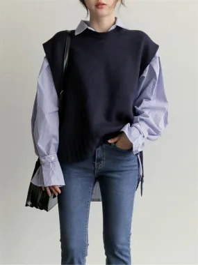 ChicMy-Fall Outfits  New Loose Sleeveless Sweater Spring Autumn Women Vest Sweaters Knitting Vest Joker Knitted Vest Wool Oversize Girls Pullover