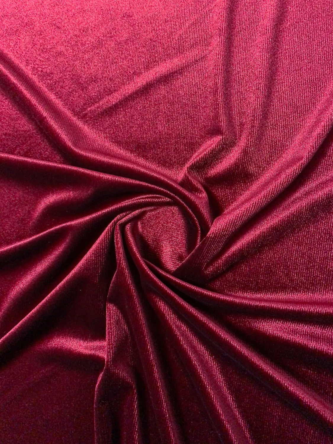 Corduroy-Look Stretch Polyester Velvet - Merlot