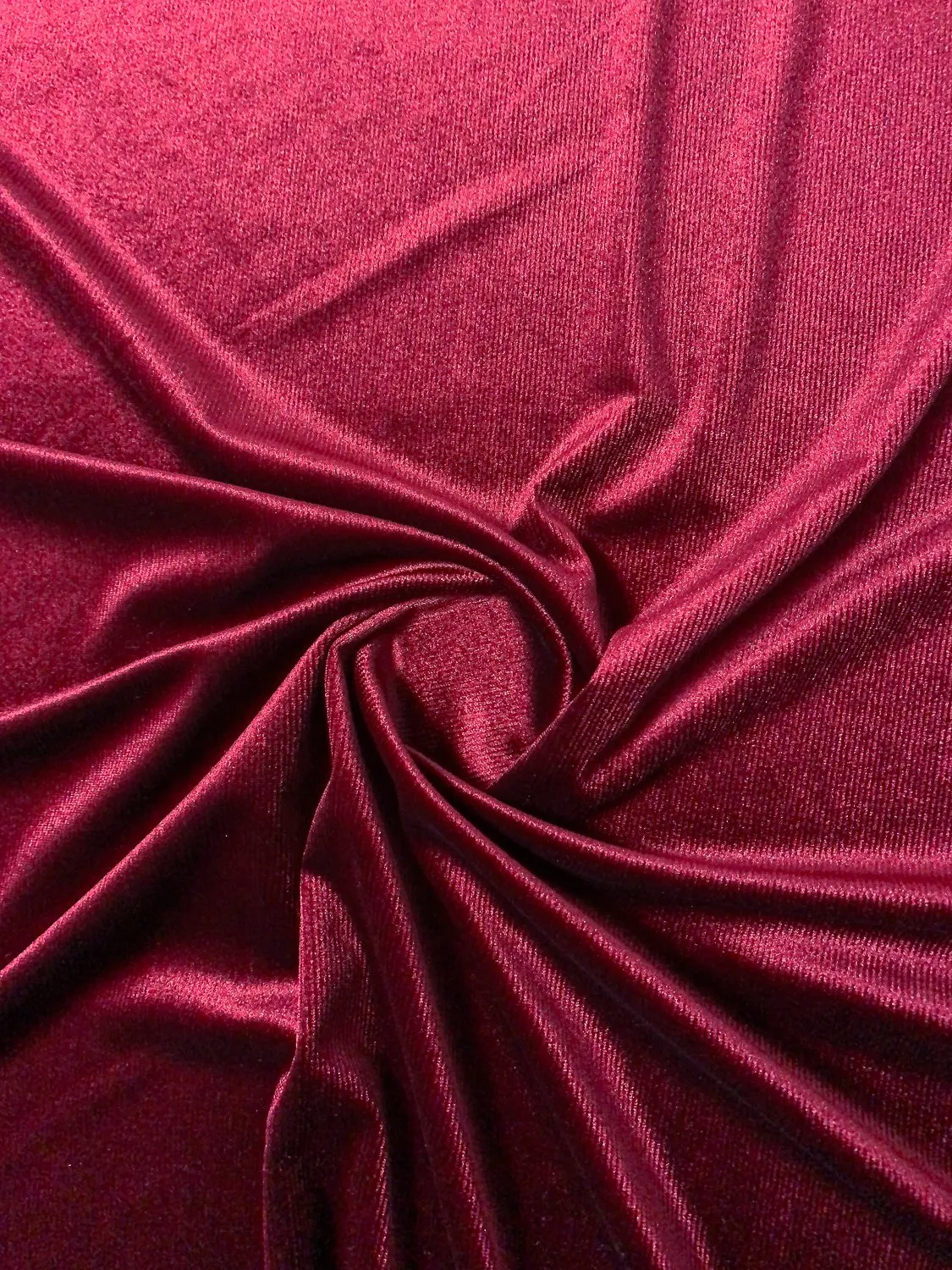 Corduroy-Look Stretch Polyester Velvet - Merlot