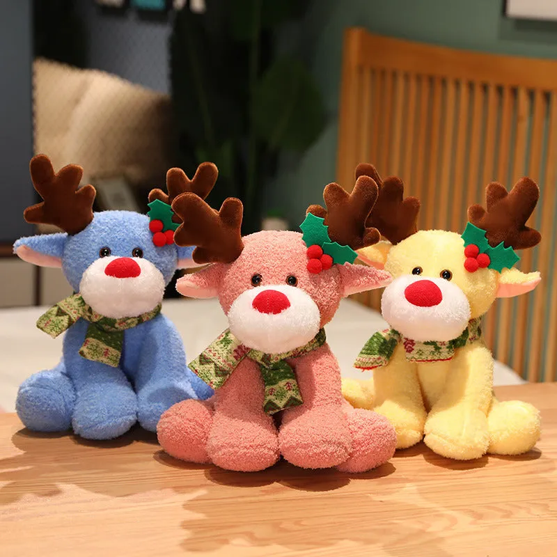 Cute Cartoon Scarf Teddy Bear Christmas Deer Christmas Plush Toy