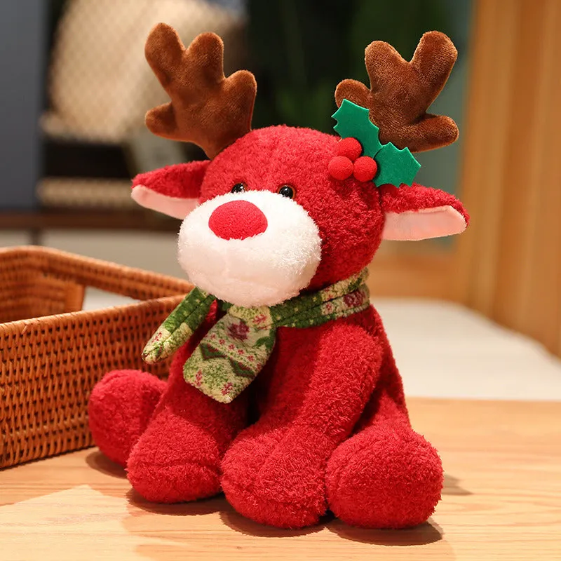 Cute Cartoon Scarf Teddy Bear Christmas Deer Christmas Plush Toy