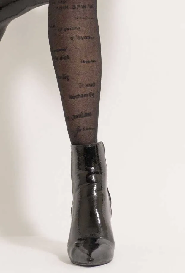 Donna BC Sheer Love Script Darling Patterned Tights