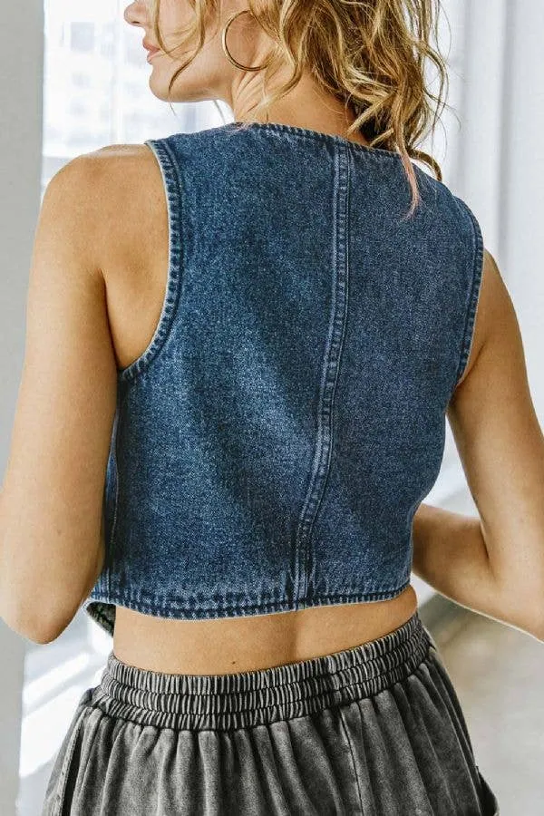 Flying Tomato Washed Denim Vest