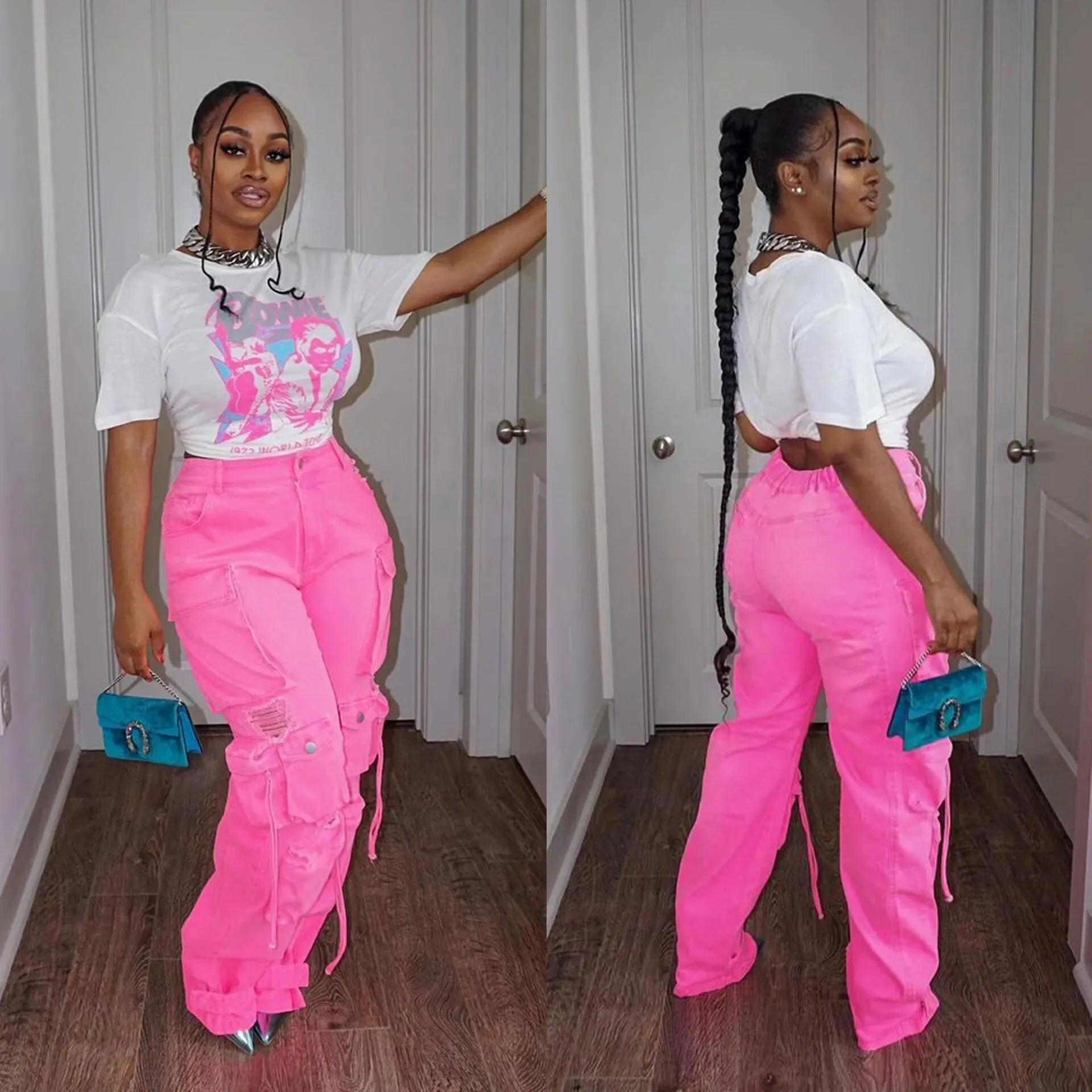 High Waist Parachute Wide Leg Pants