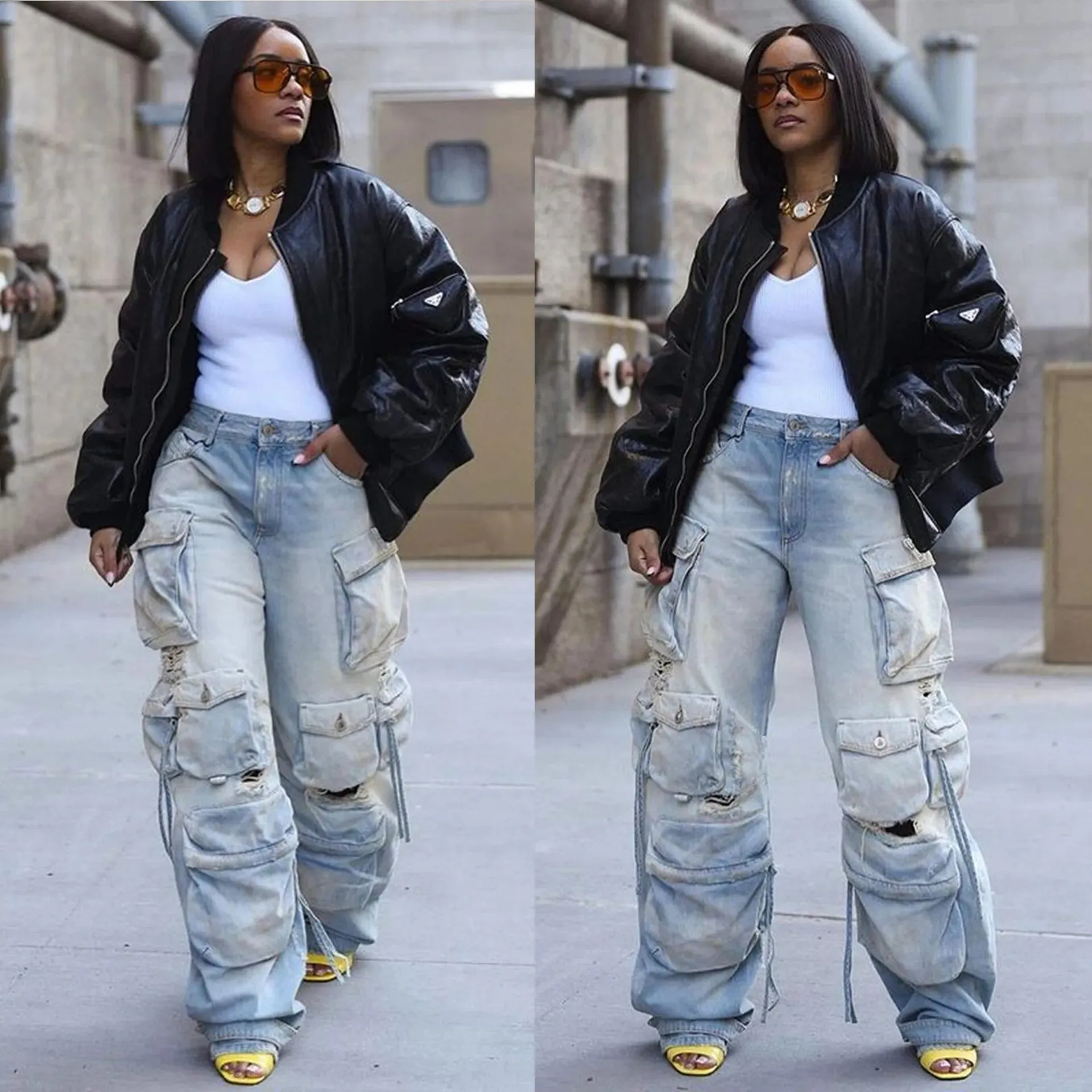 High Waist Parachute Wide Leg Pants