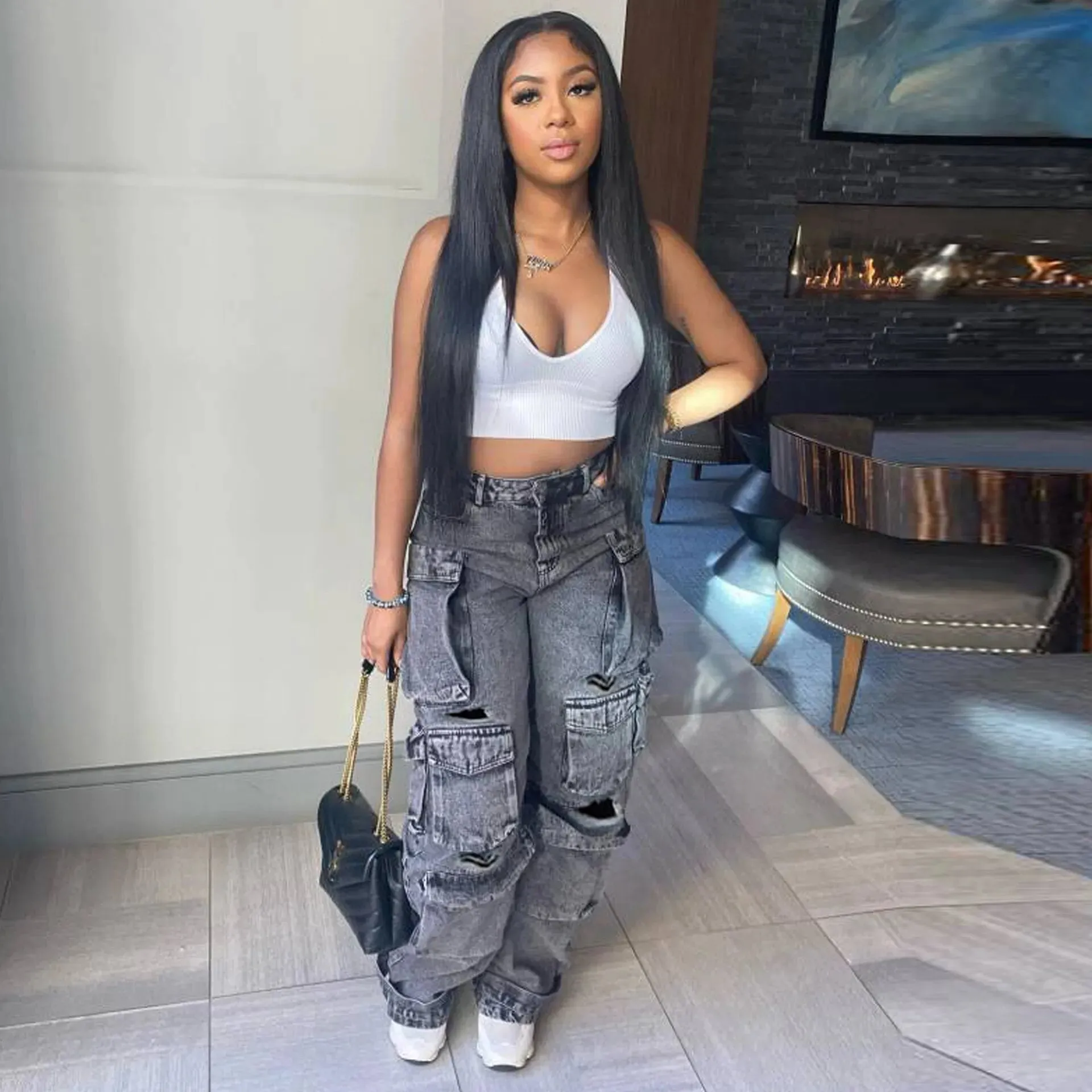 High Waist Parachute Wide Leg Pants