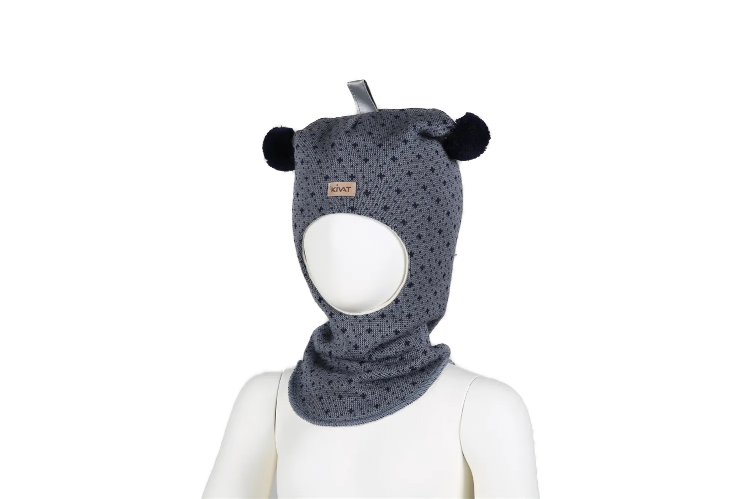 Hood whith pattern, 2 bobbles