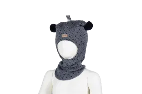 Hood whith pattern, 2 bobbles
