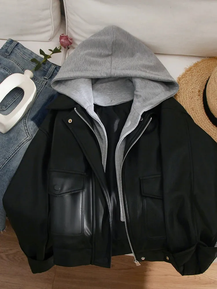 Hooded Short Jacket With Pockets
