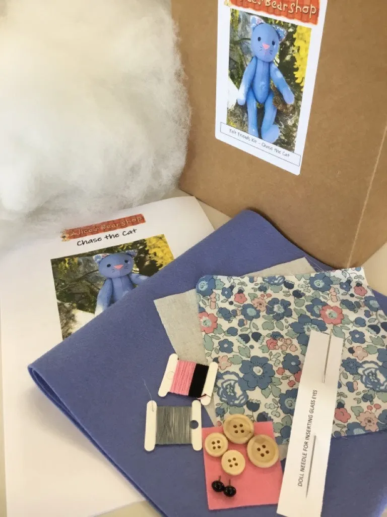 KIT* Chase the Cat Felt Kit - Button Jointed - 3 Colour Options