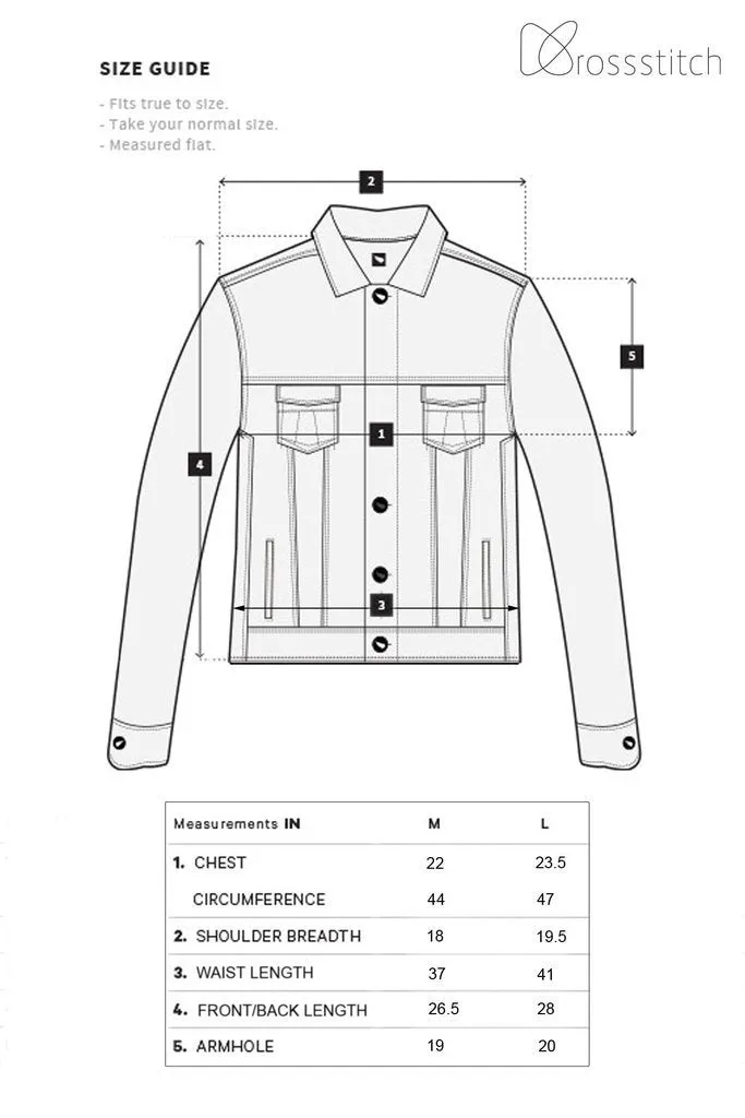 Krossstitch Full Sleeve Blue Men's Denim Jacket with Brass Button