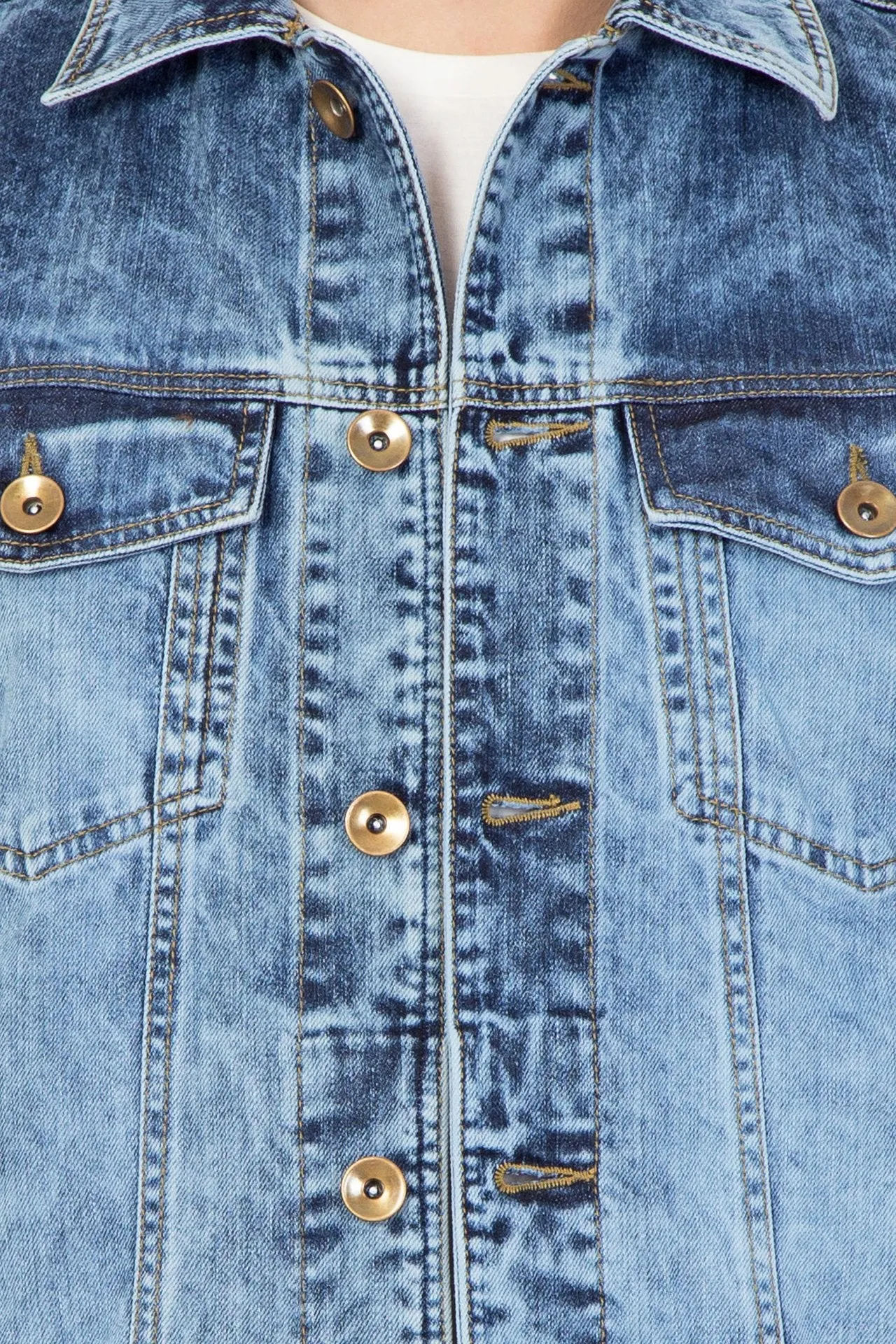 Krossstitch Full Sleeve Men's Denim Could Blue Jacket with Button Clouser