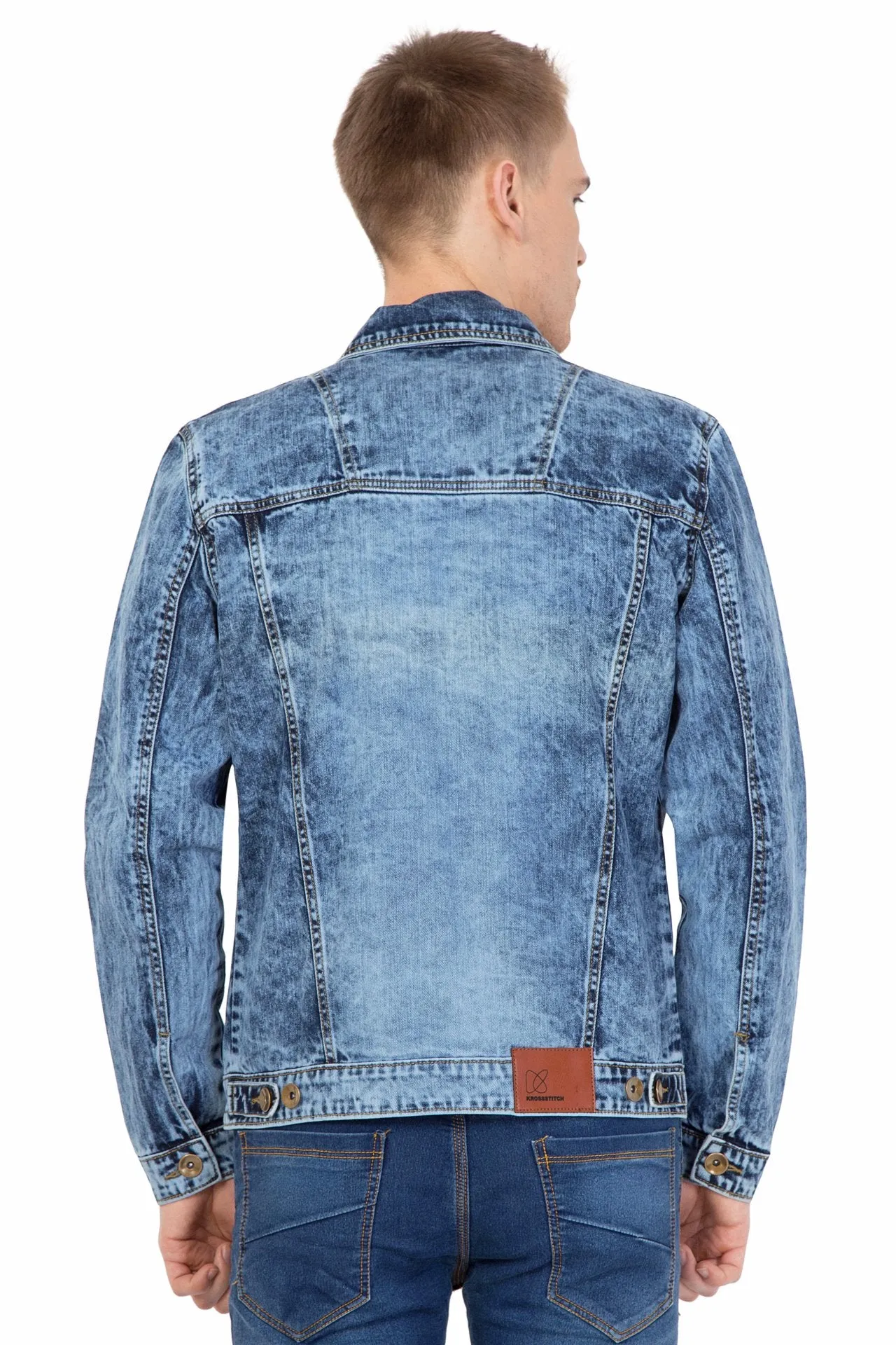 Krossstitch Full Sleeve Men's Denim Could Blue Jacket with Button Clouser
