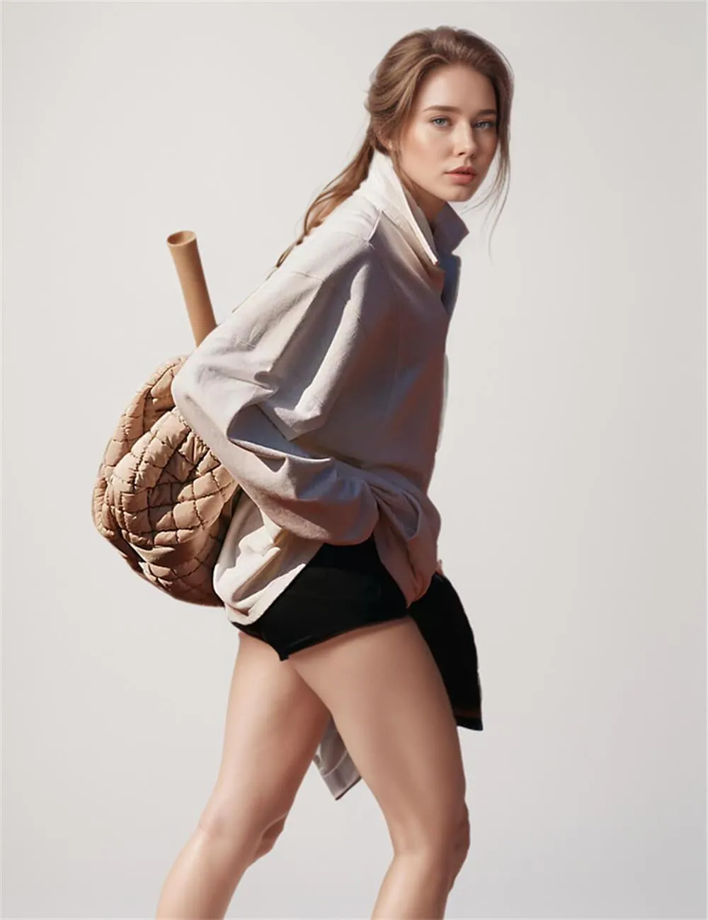 Ladies Solid Color Lapel Neck Pullover SKT604