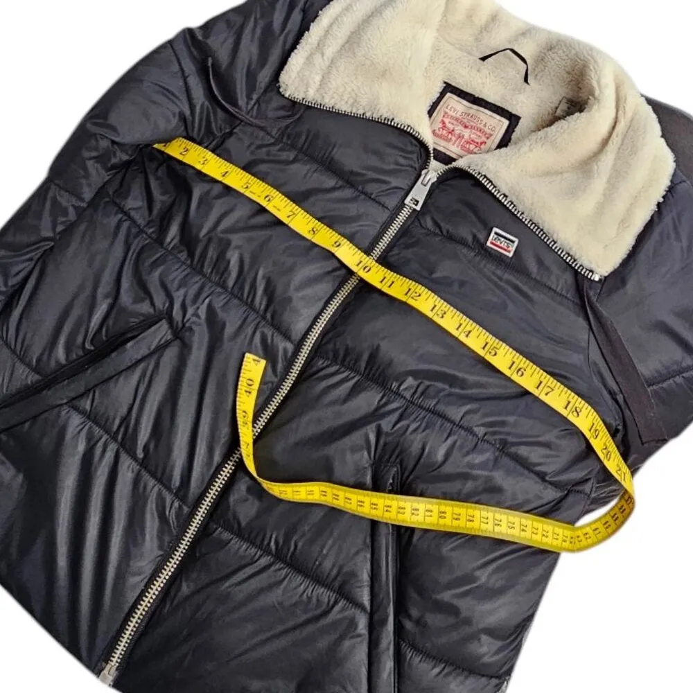 Levi's Womens Faux Shearling Lined Nylon Puffer Jacket