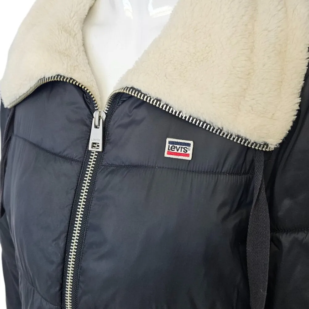 Levi's Womens Faux Shearling Lined Nylon Puffer Jacket