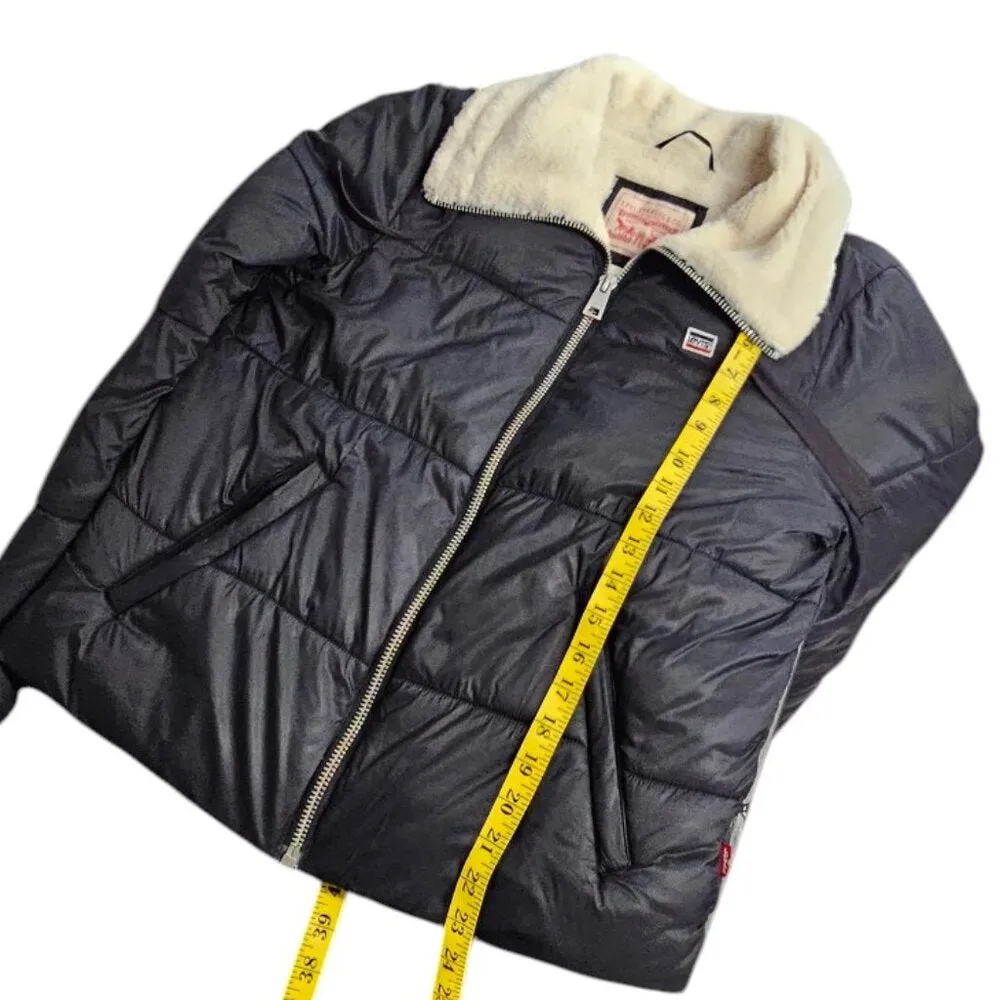Levi's Womens Faux Shearling Lined Nylon Puffer Jacket