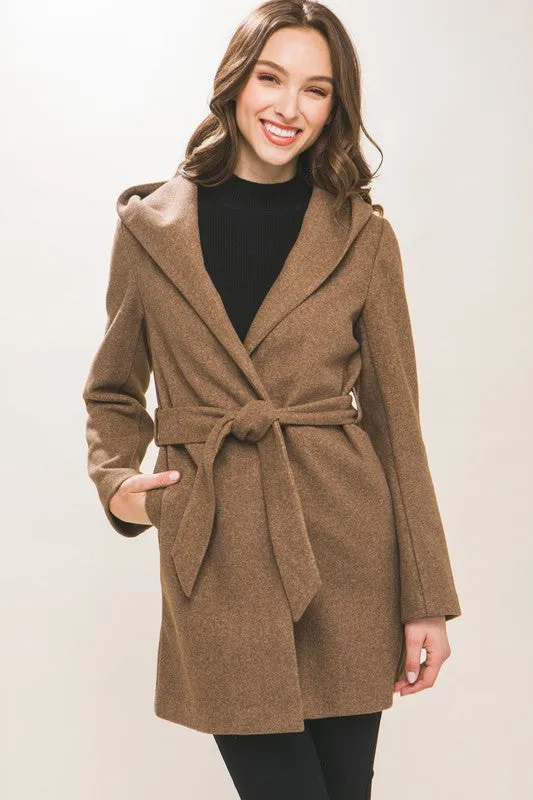 Lonnie JQ Fleece Belted Hoodie Coat S-XL