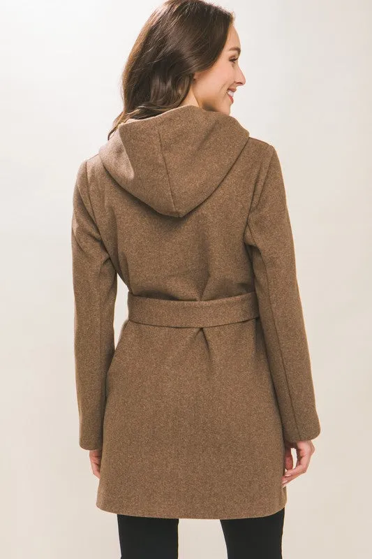 Lonnie JQ Fleece Belted Hoodie Coat S-XL