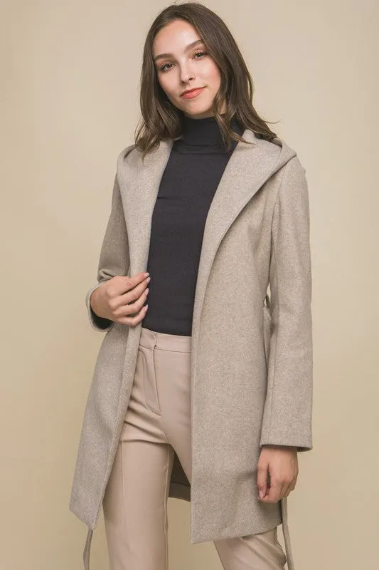 Lonnie JQ Fleece Belted Hoodie Coat S-XL